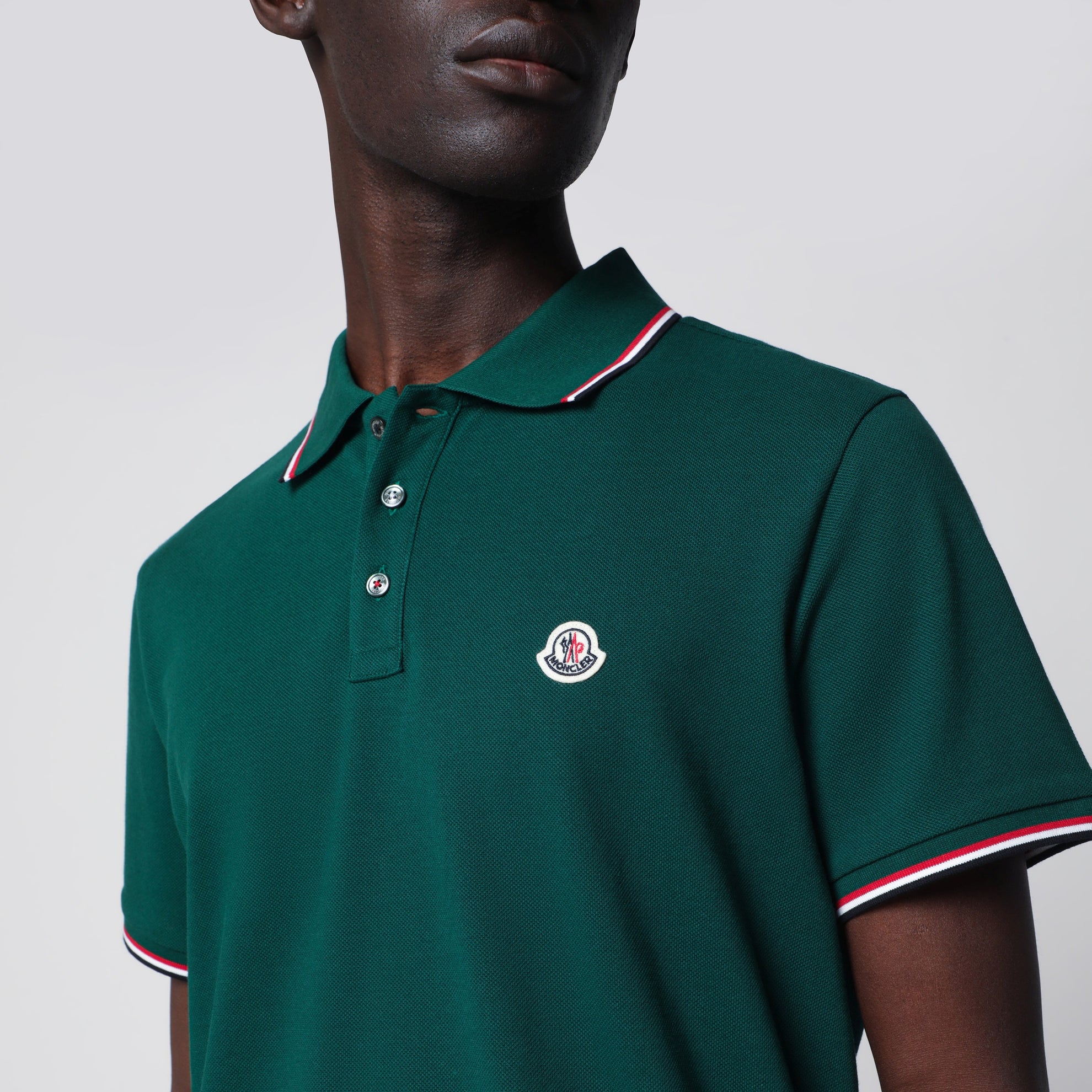 Olive green short-sleeve polo shirt