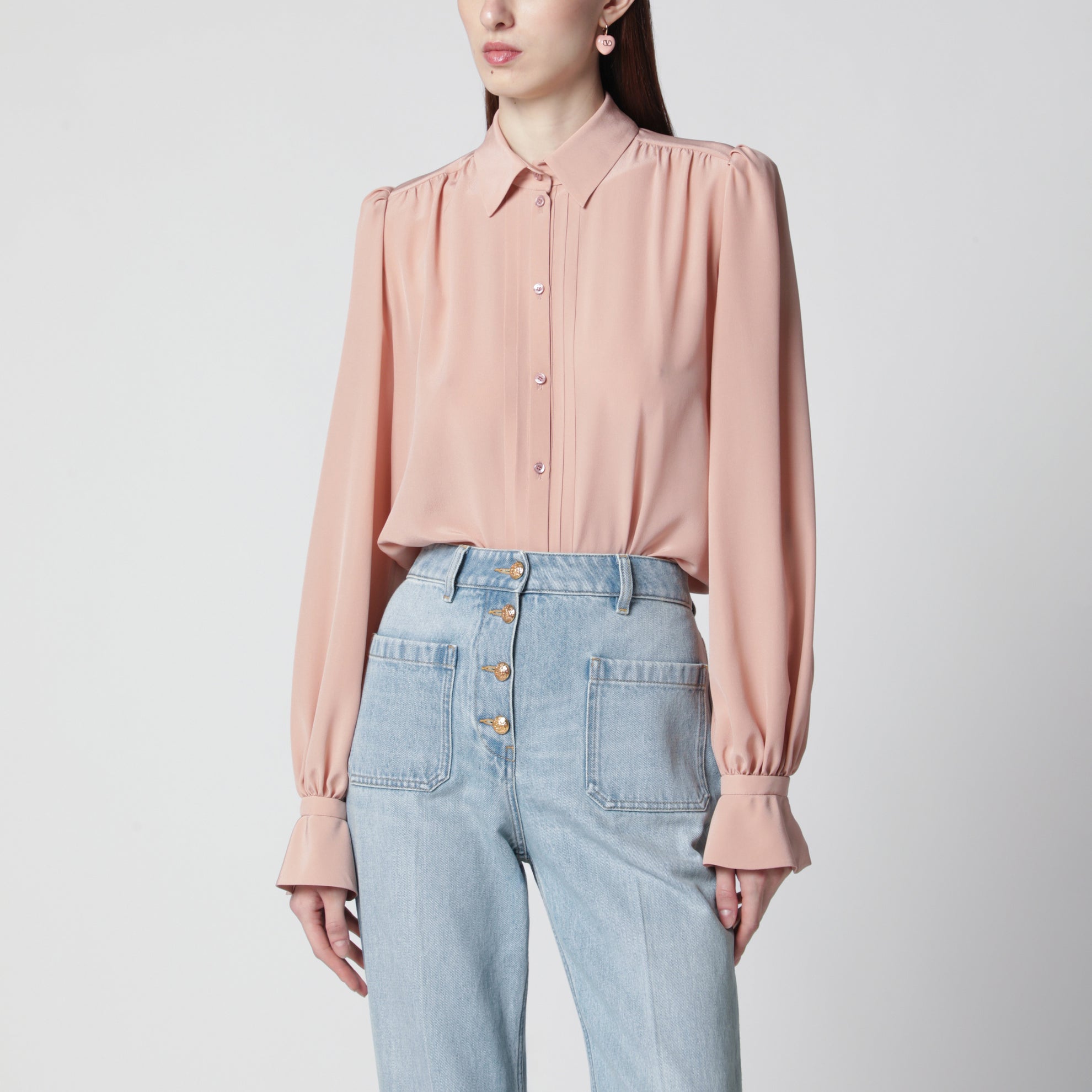 Chemise rose en soie