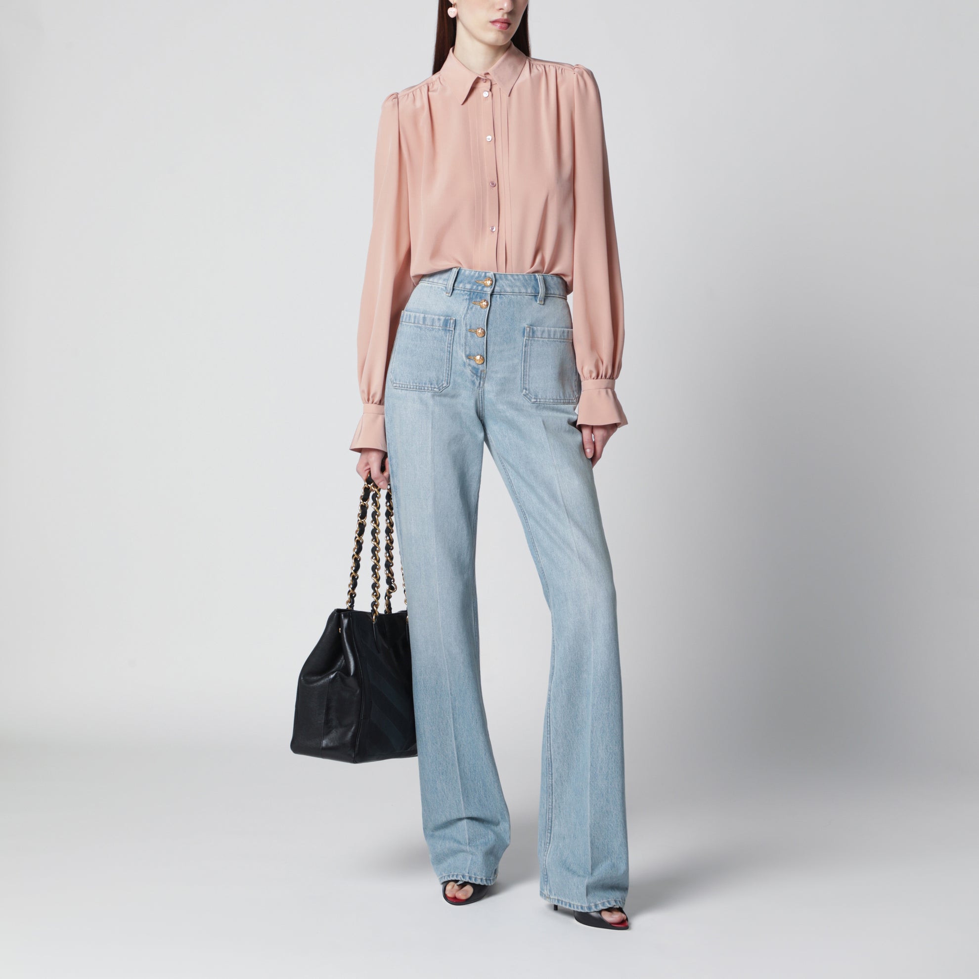 Chemise rose en soie