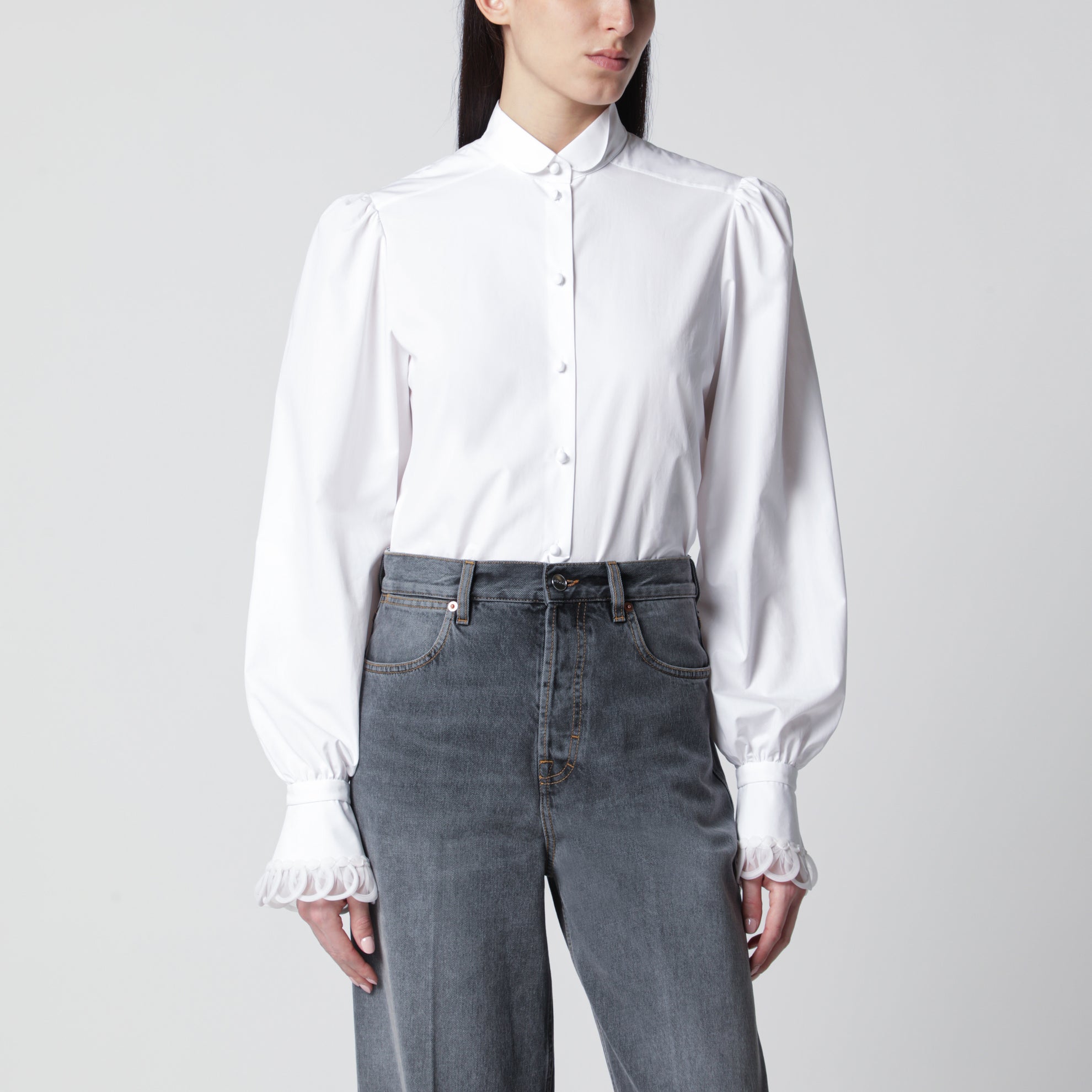 Camicia in popeline di cotone bianca