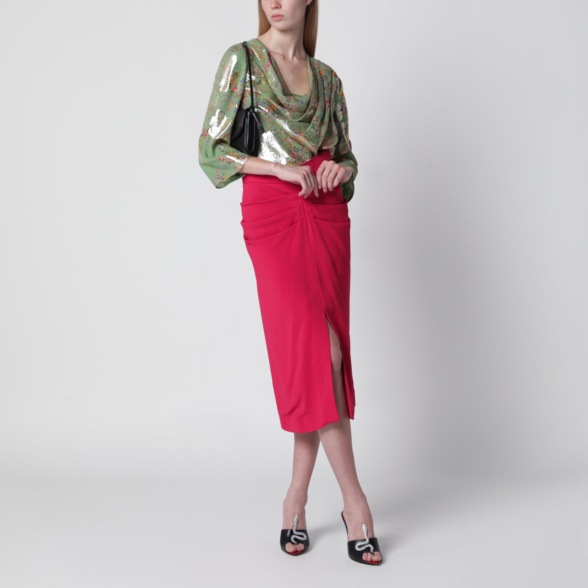 Chemise verte en lurex imprimé