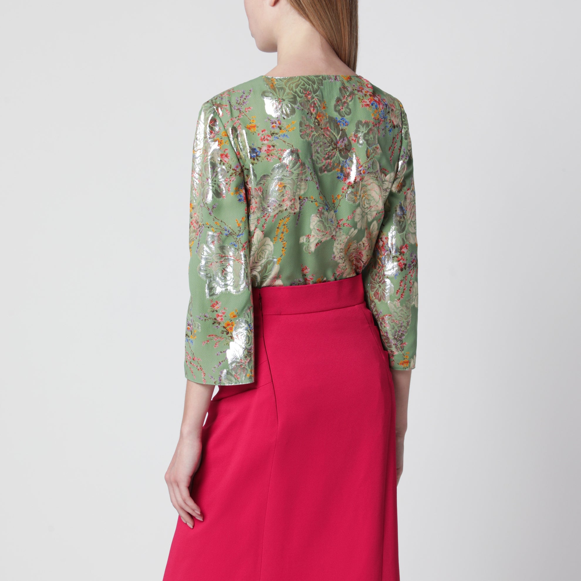 Chemise verte en lurex imprimé