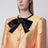 Pea coat in shantung in melon/black