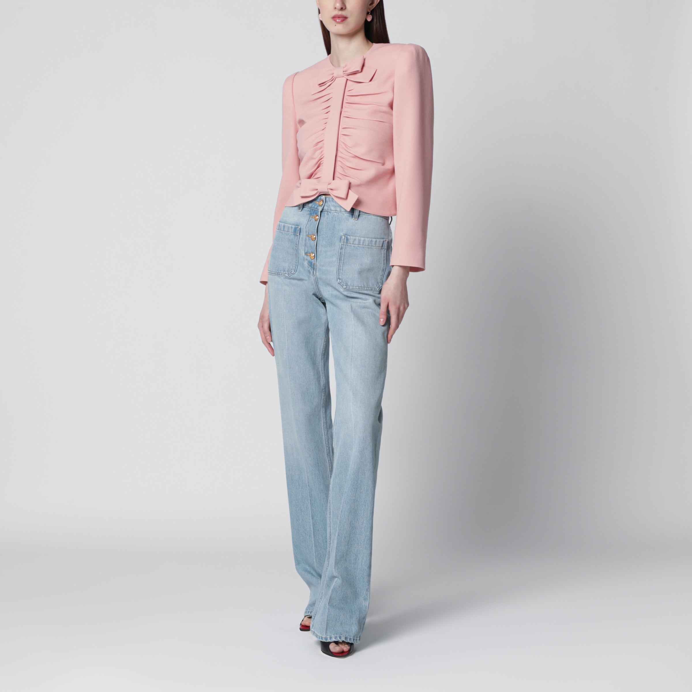 Valentino Straight-leg cotton denim jeans in light blue | TheDoubleF