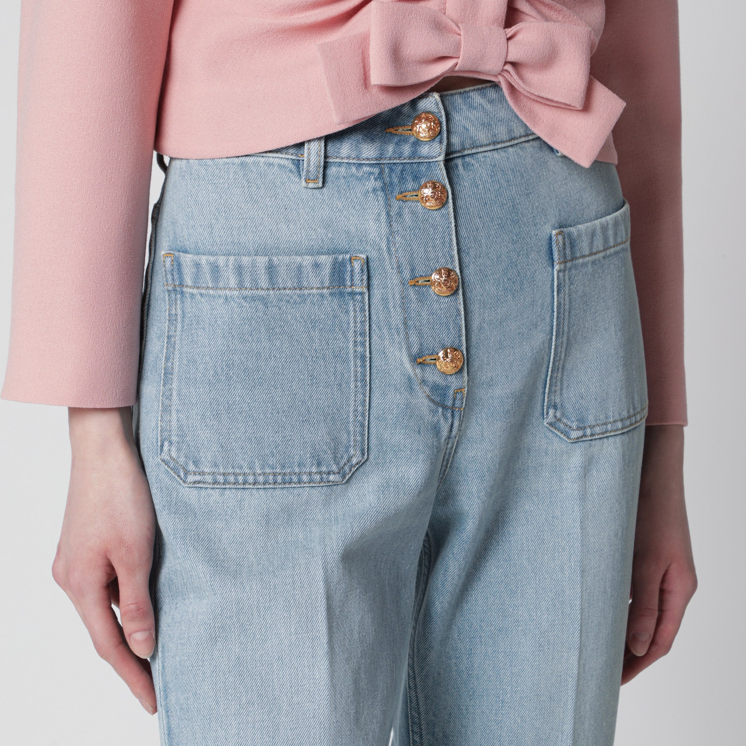 Valentino Straight-leg cotton denim jeans in light blue | TheDoubleF
