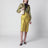 Yellow silk shantung midi skirt