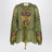 Embroidered lurex silk shirt green camou