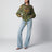 Camicia in seta lurex ricamata verde camou