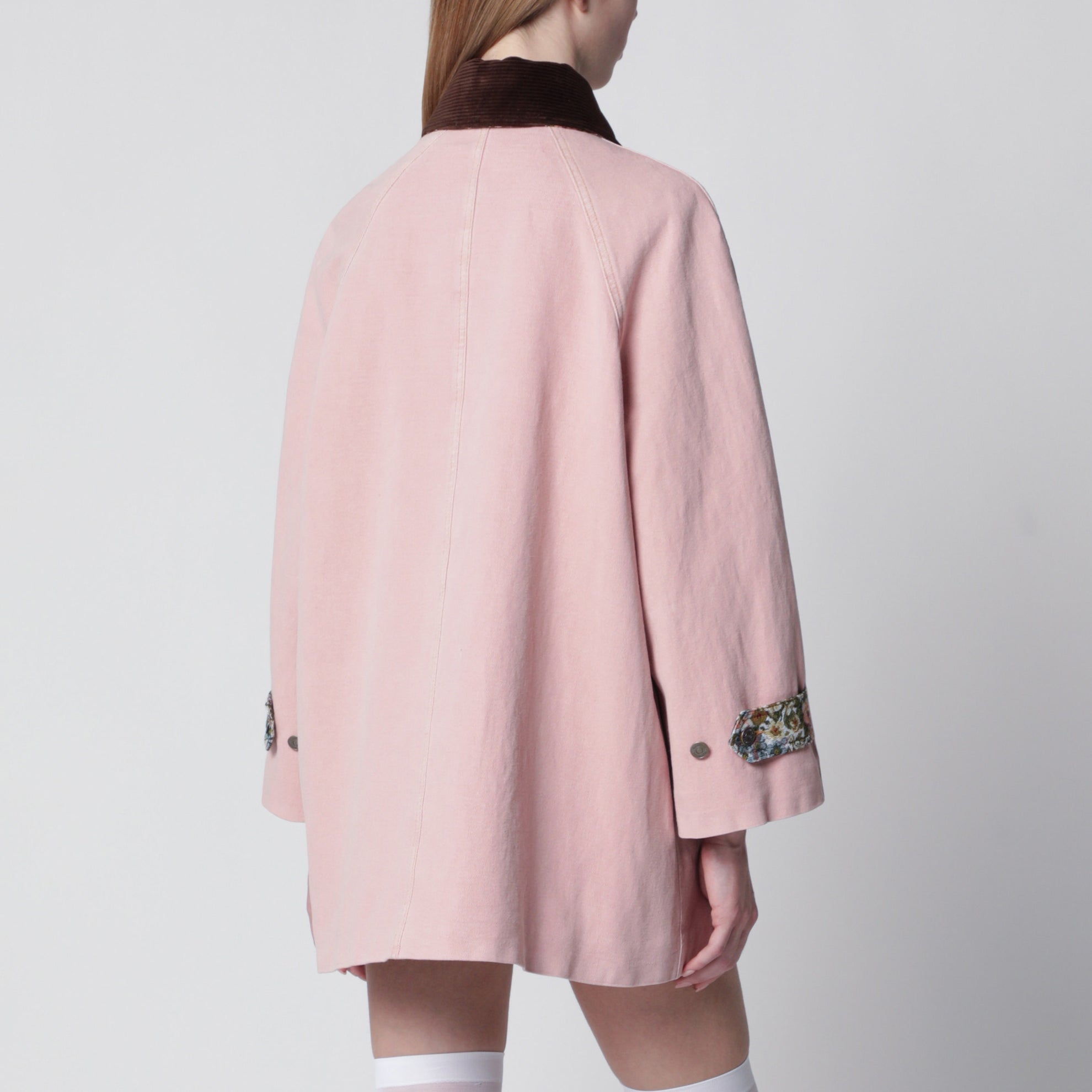 Caban in denim rosa