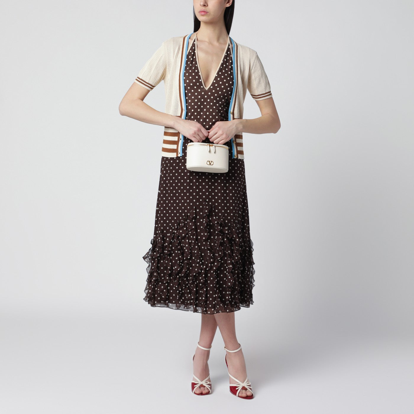Valentino Brown silk skirt with Plusdepois motif | TheDoubleF