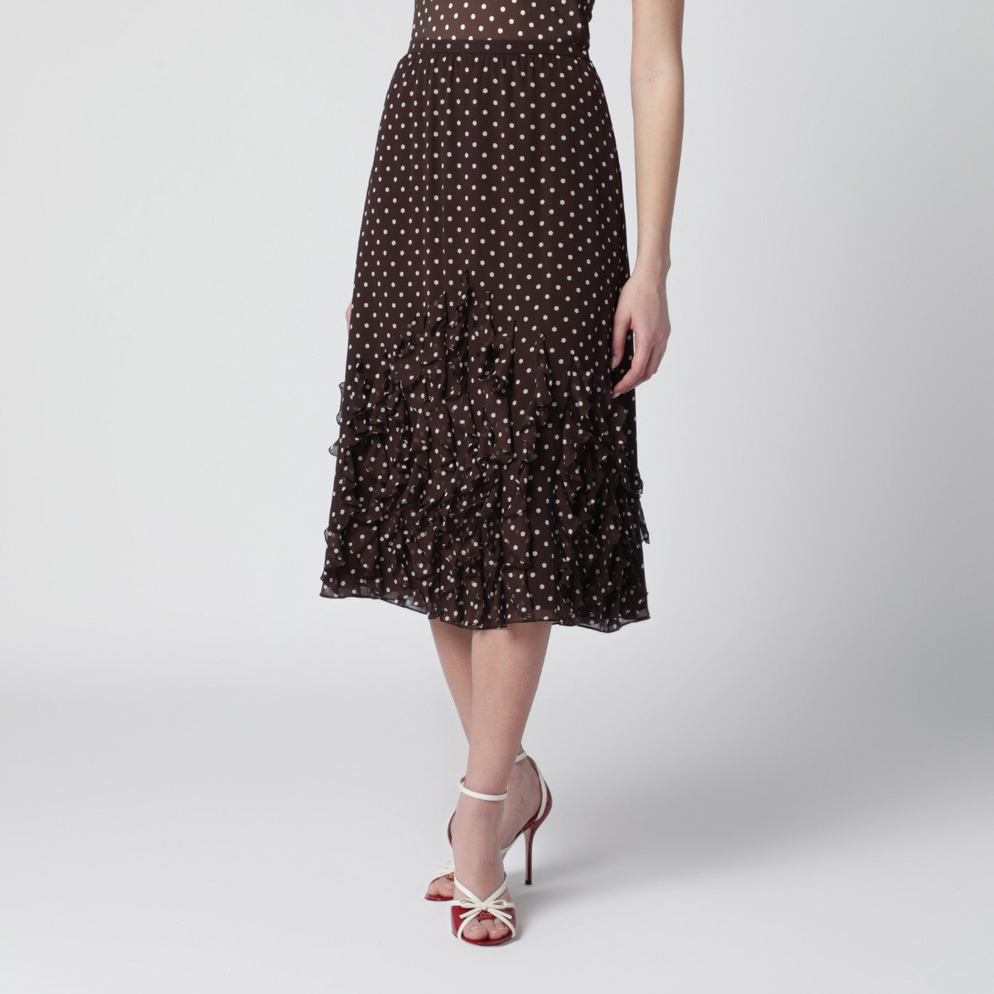 Valentino Brown silk skirt with Plusdepois motif | TheDoubleF