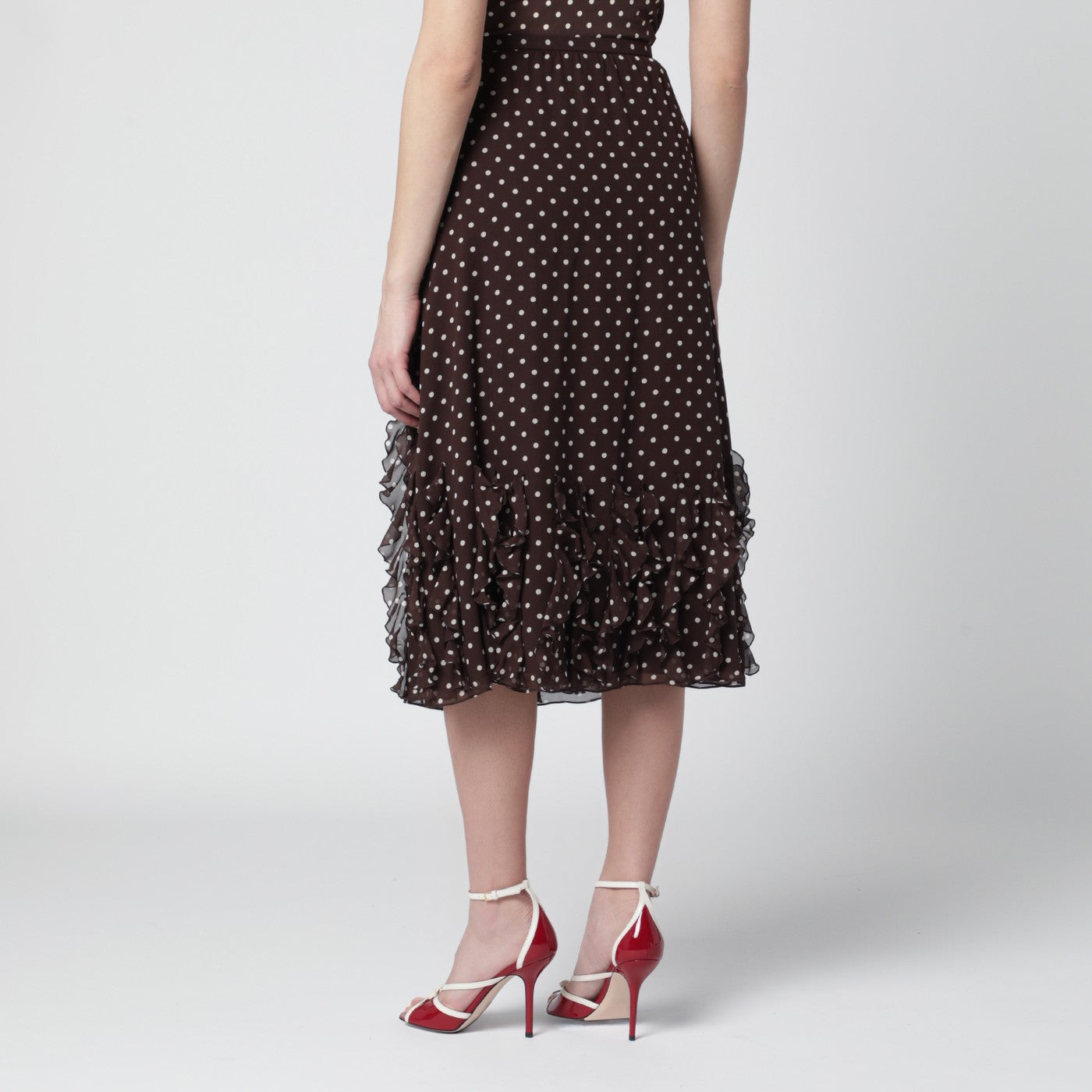 Valentino Brown silk skirt with Plusdepois motif | TheDoubleF