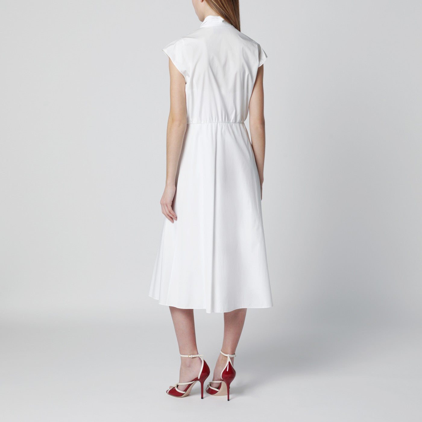 White midi dress with Sangallo embroidery
