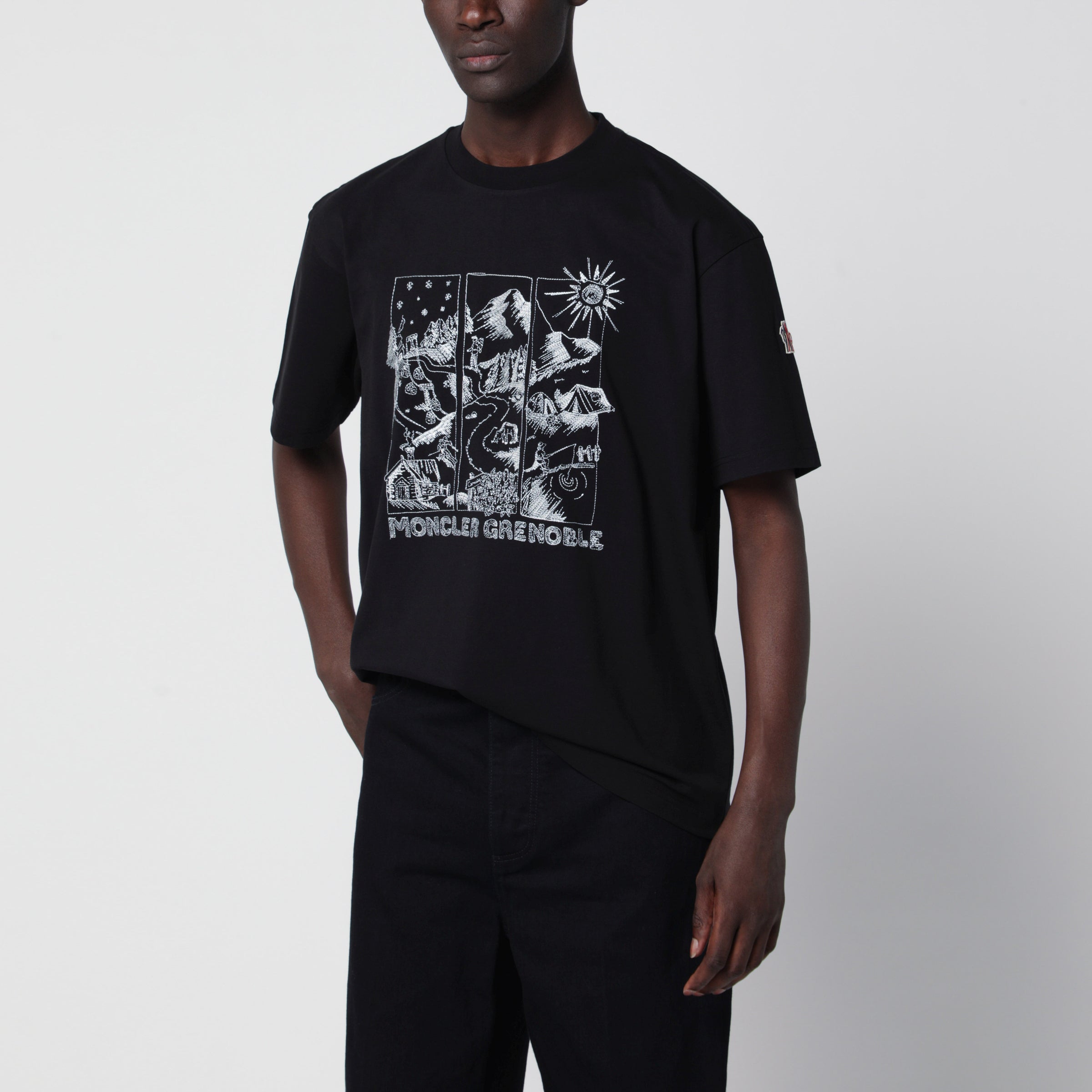 Moncler Grenoble Black crewneck T-shirt in cotton | TheDoubleF