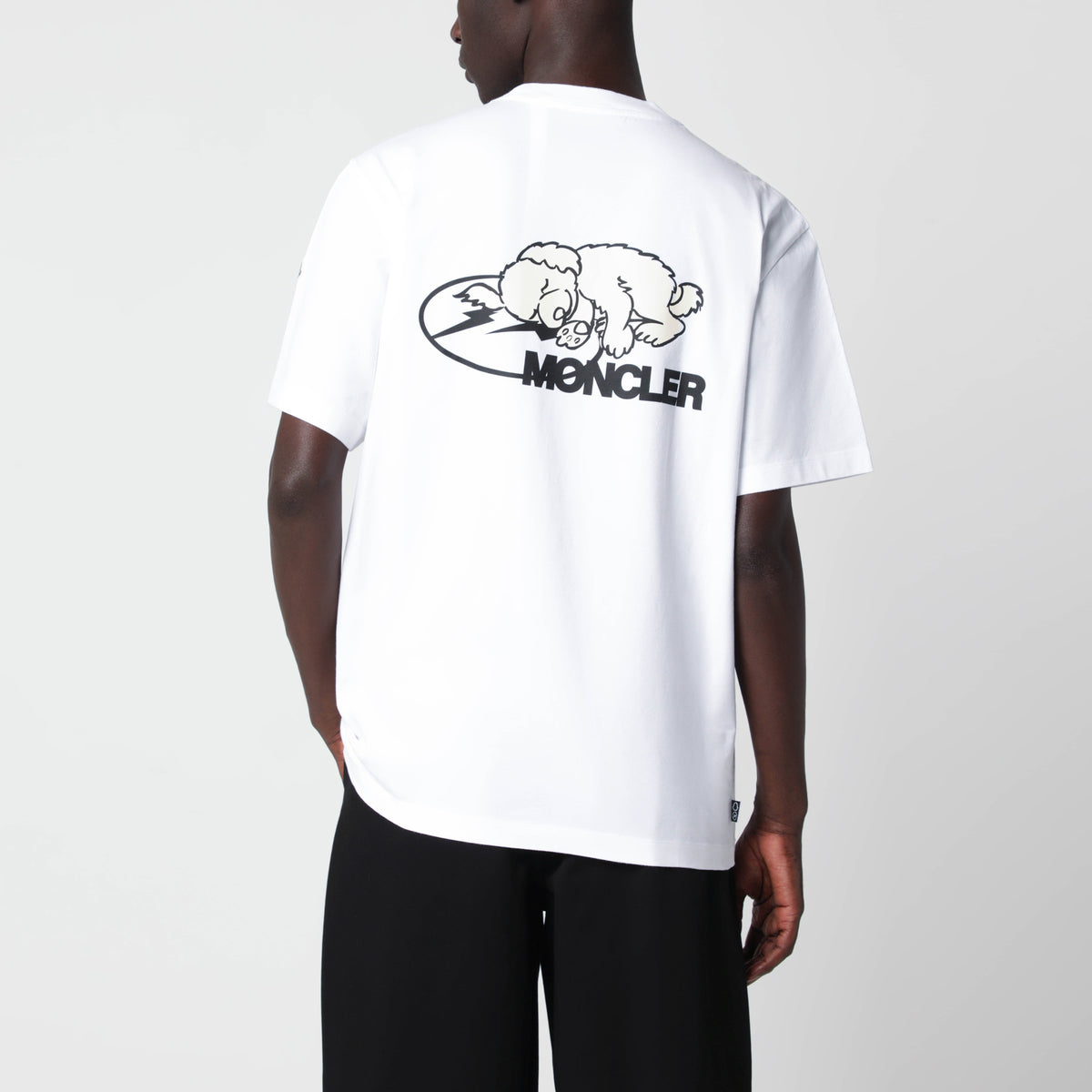 Weißes Baumwoll-T-Shirt mit Hundemotiv