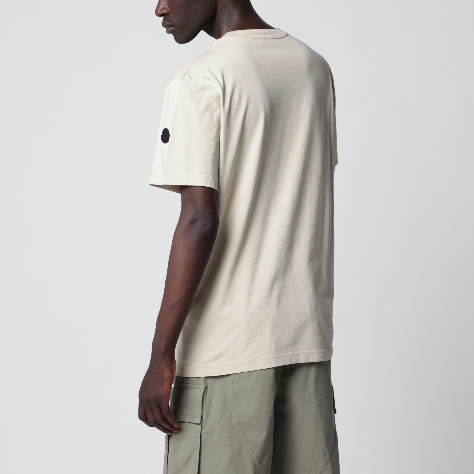 Light beige crewneck T-shirt with logo