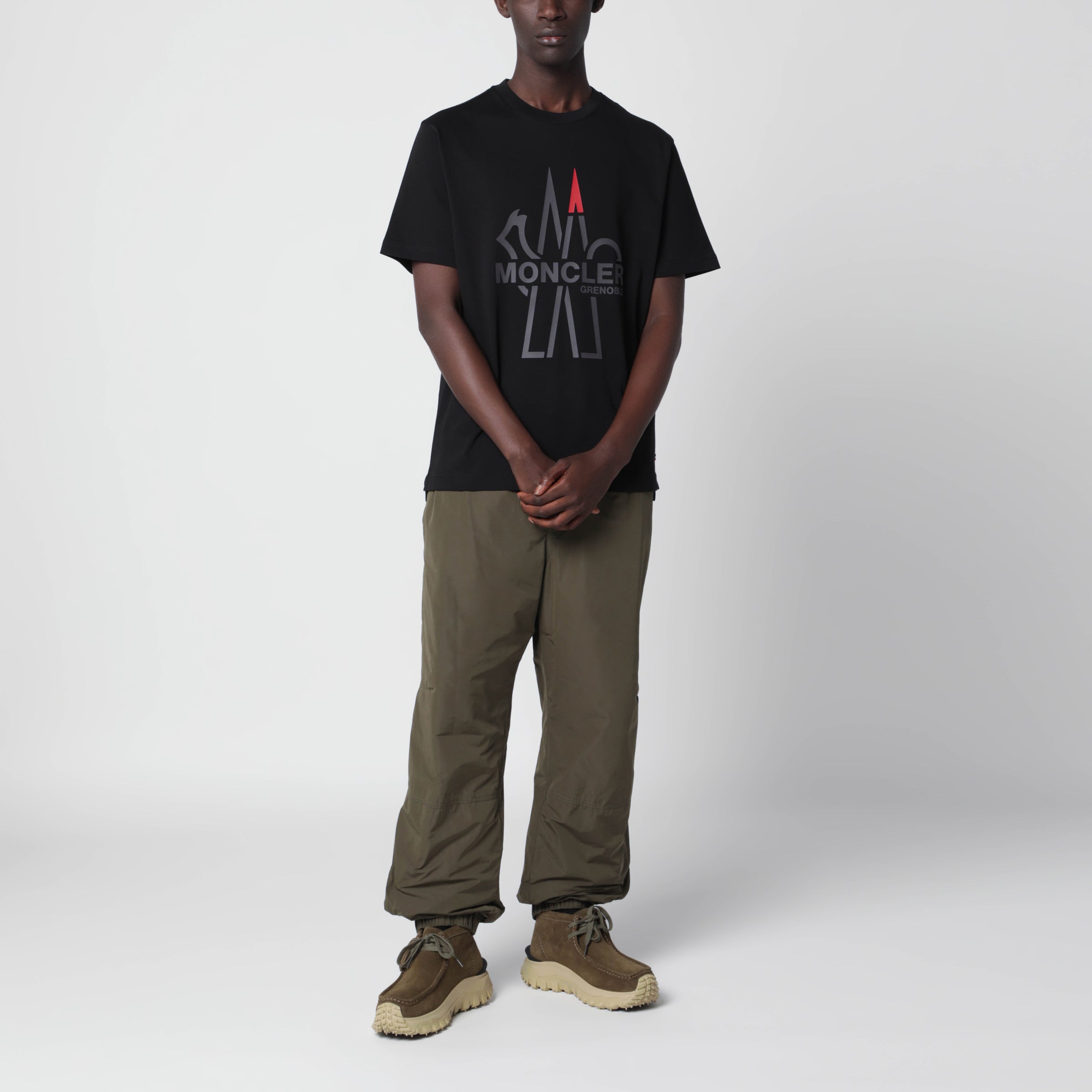 Moncler Grenoble Black cotton T-shirt with logo | TheDoubleF