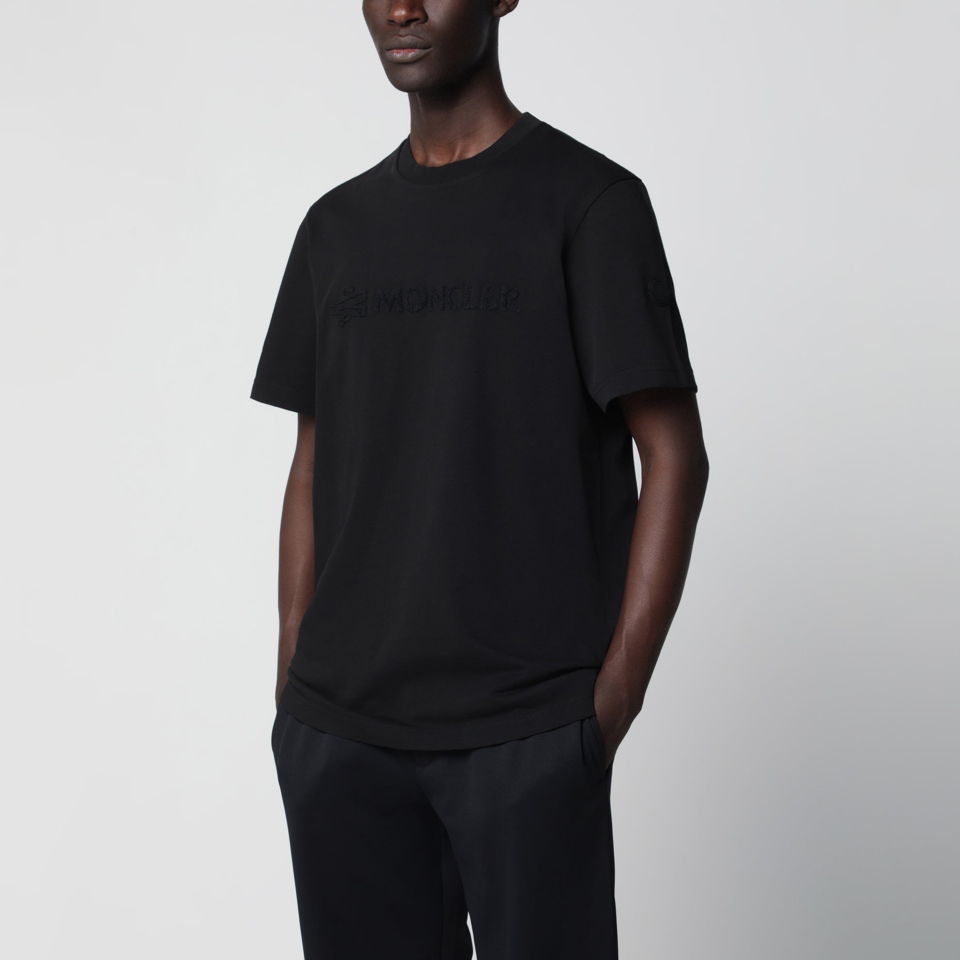 T-shirt con logo in jersey di cotone nera