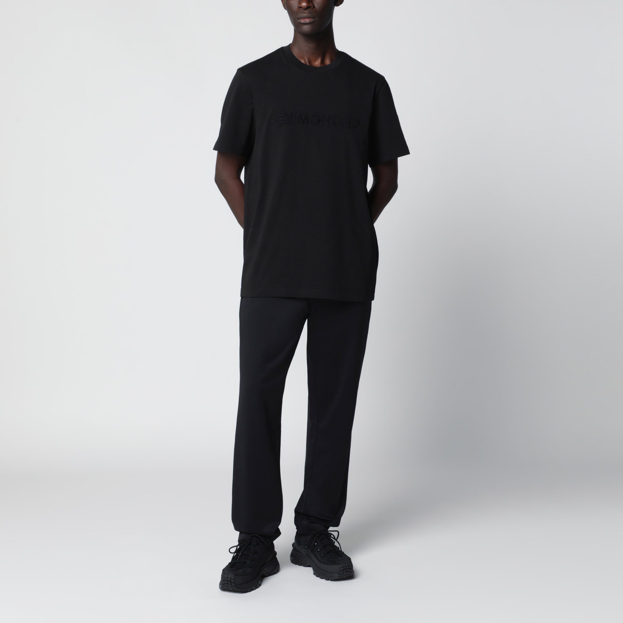 T-shirt con logo in jersey di cotone nera