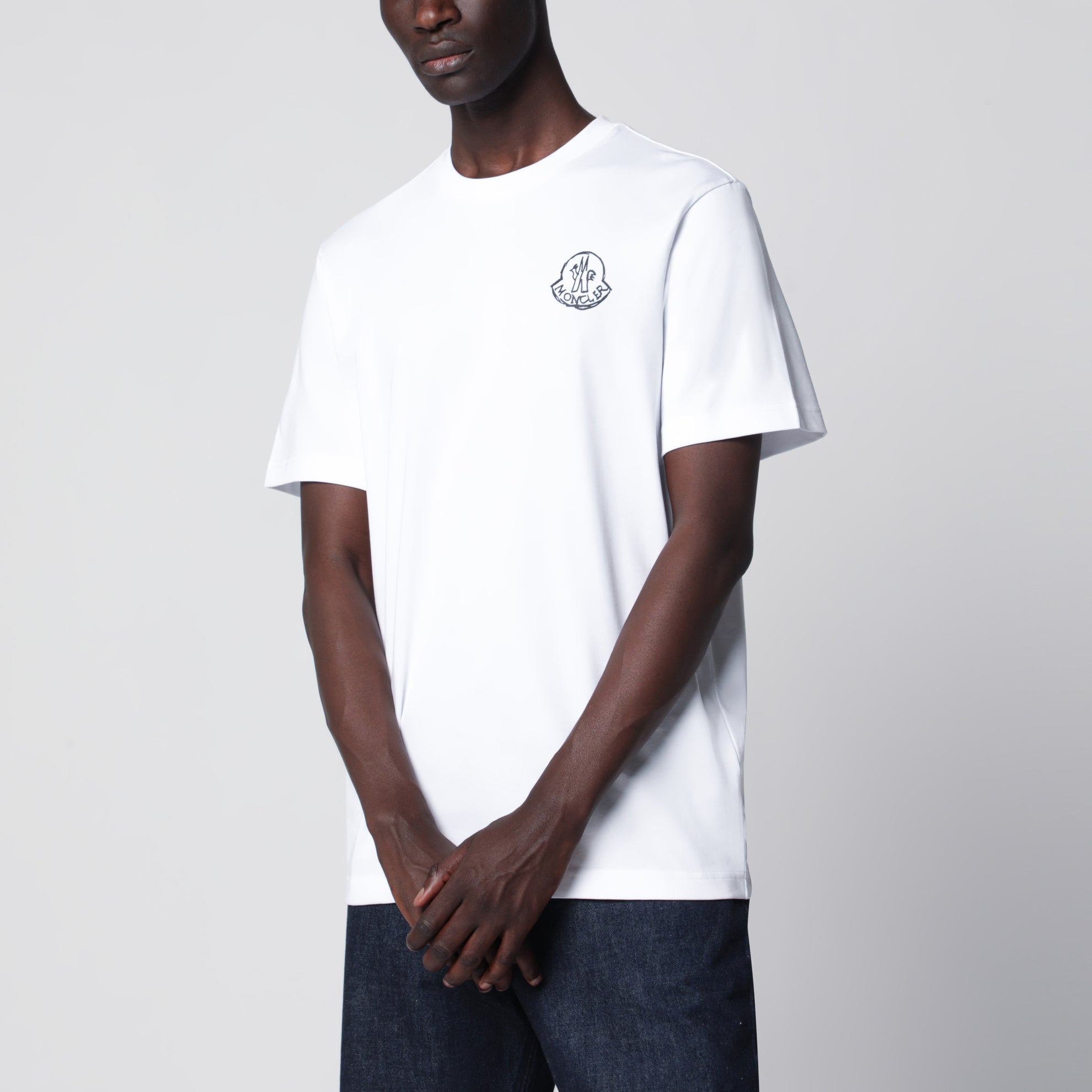 Weißes T-Shirt aus Baumwolljersey mit Logo-Patch