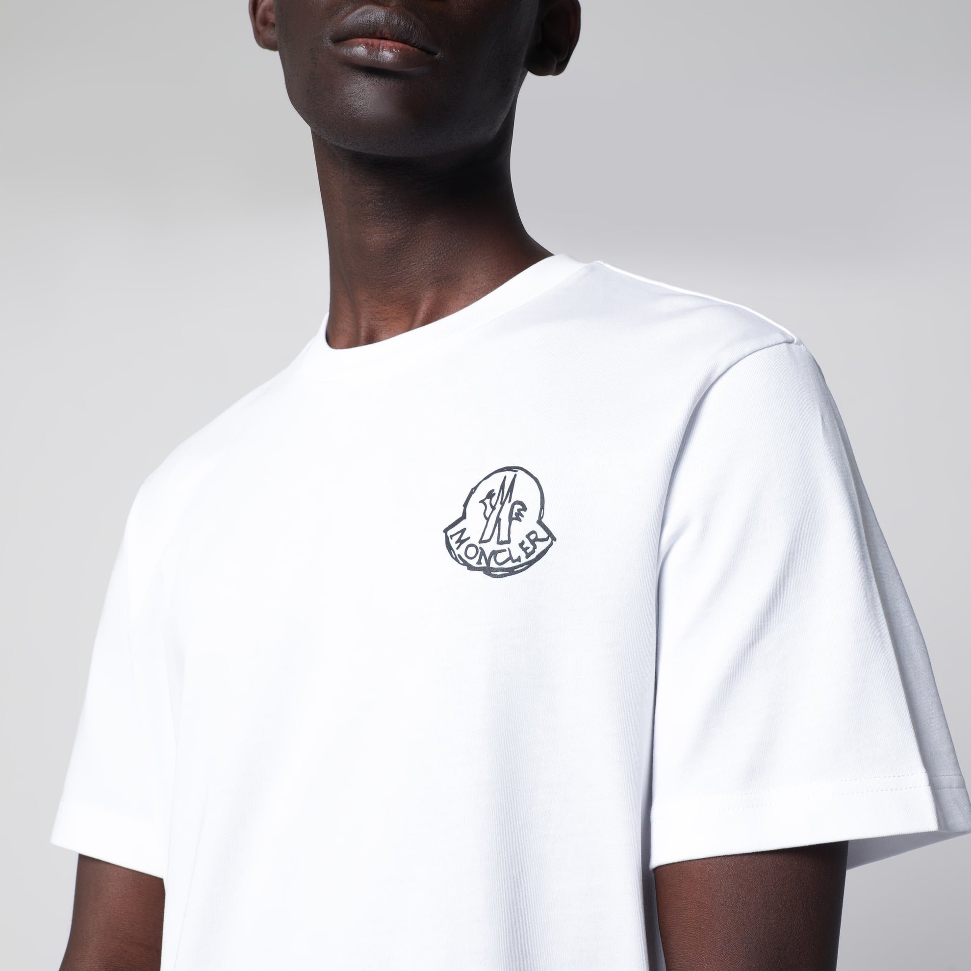 Weißes T-Shirt aus Baumwolljersey mit Logo-Patch