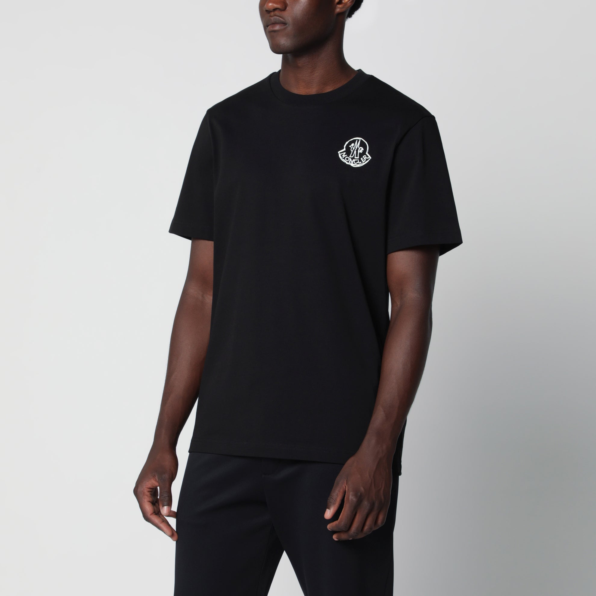 T-shirt con patch logato in jersey di cotone nera