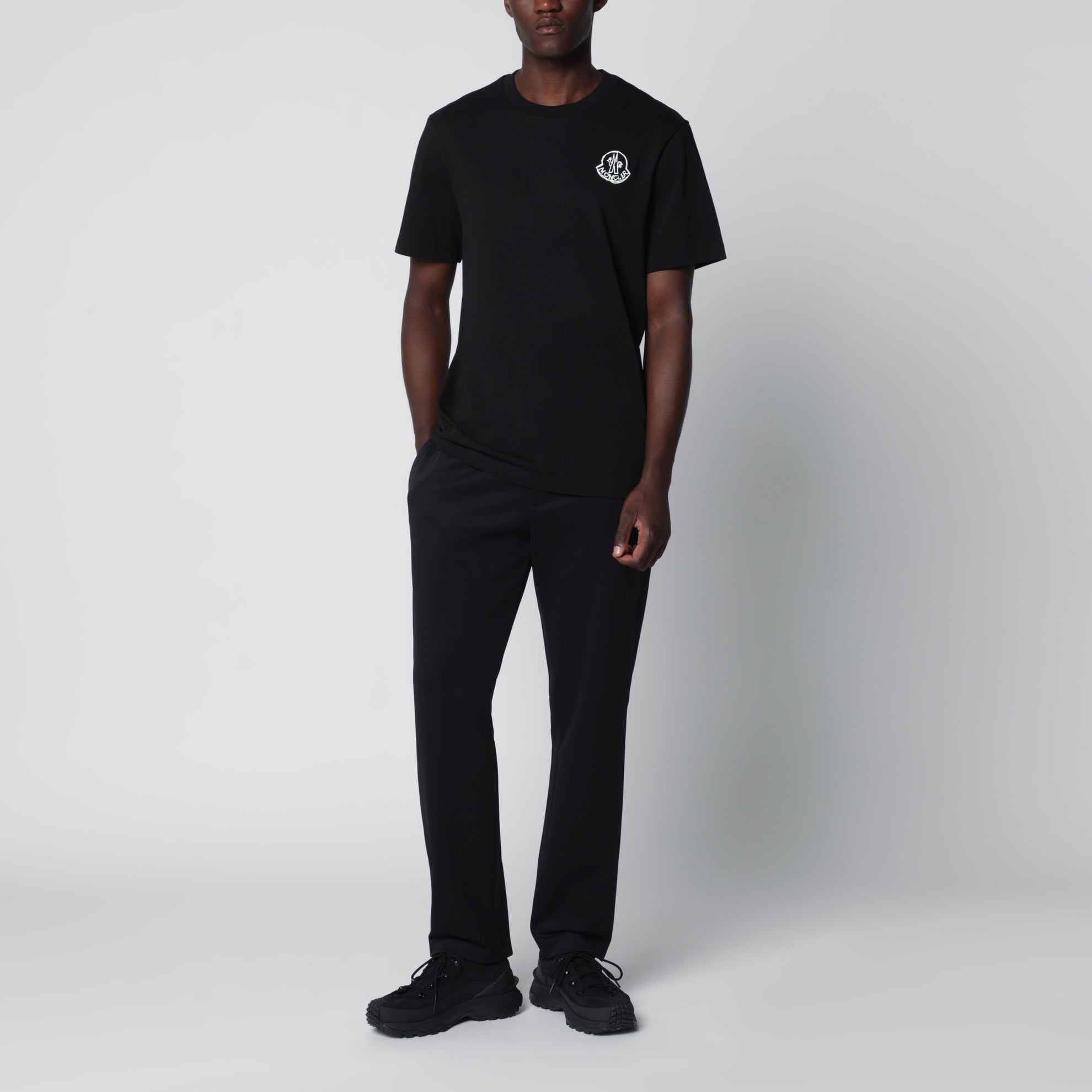 T-shirt con patch logato in jersey di cotone nera