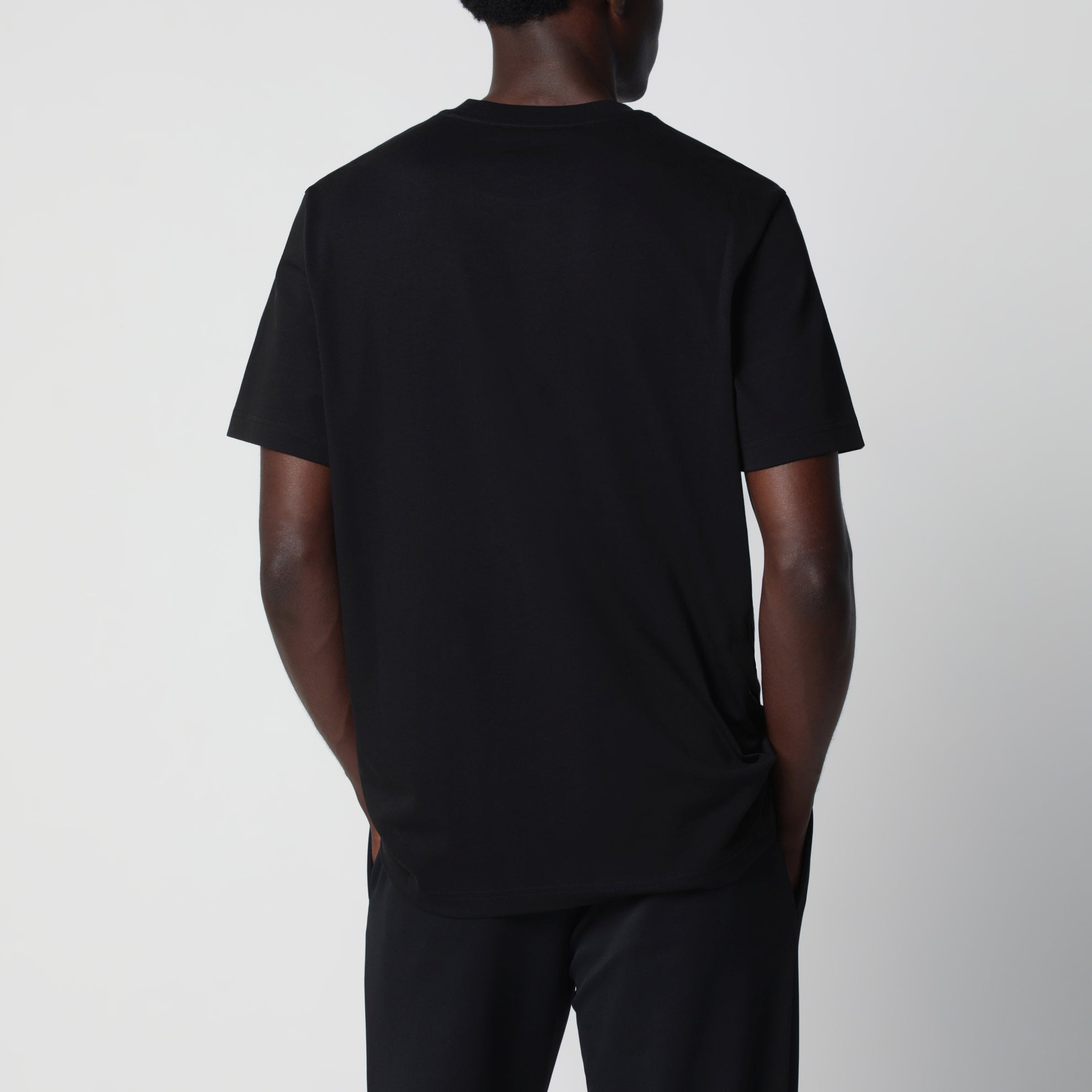 T-shirt con patch logato in jersey di cotone nera