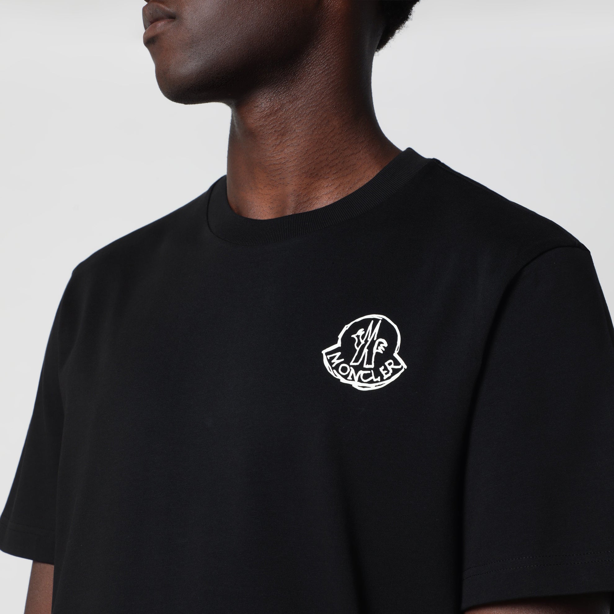 T-shirt con patch logato in jersey di cotone nera