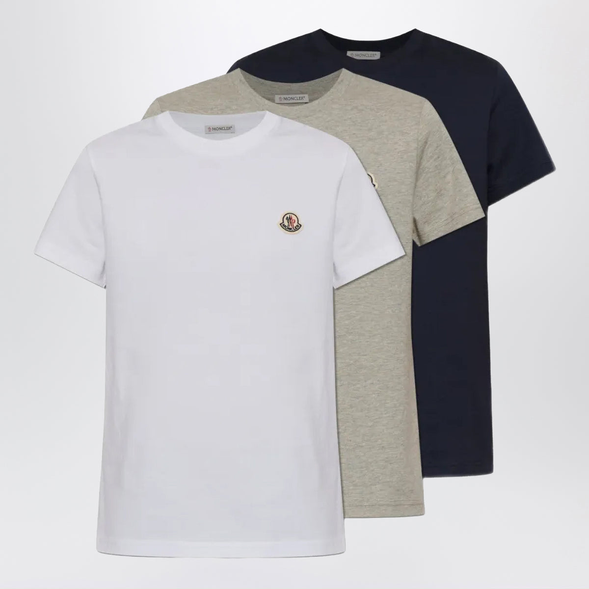 3er-Set Baumwoll-T-Shirts mit Logo-Patch
