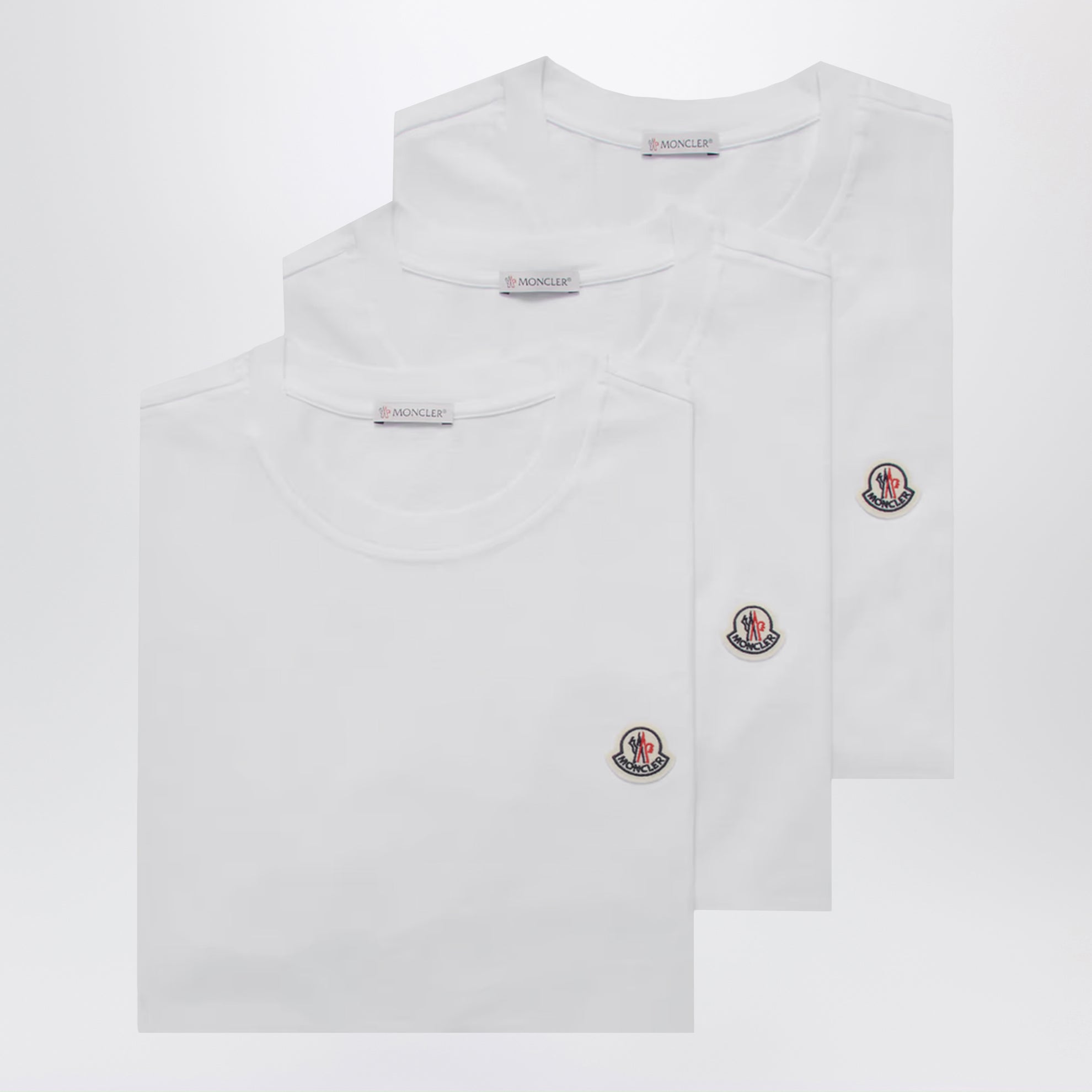 Set of three cotton T-shirts with logo patch