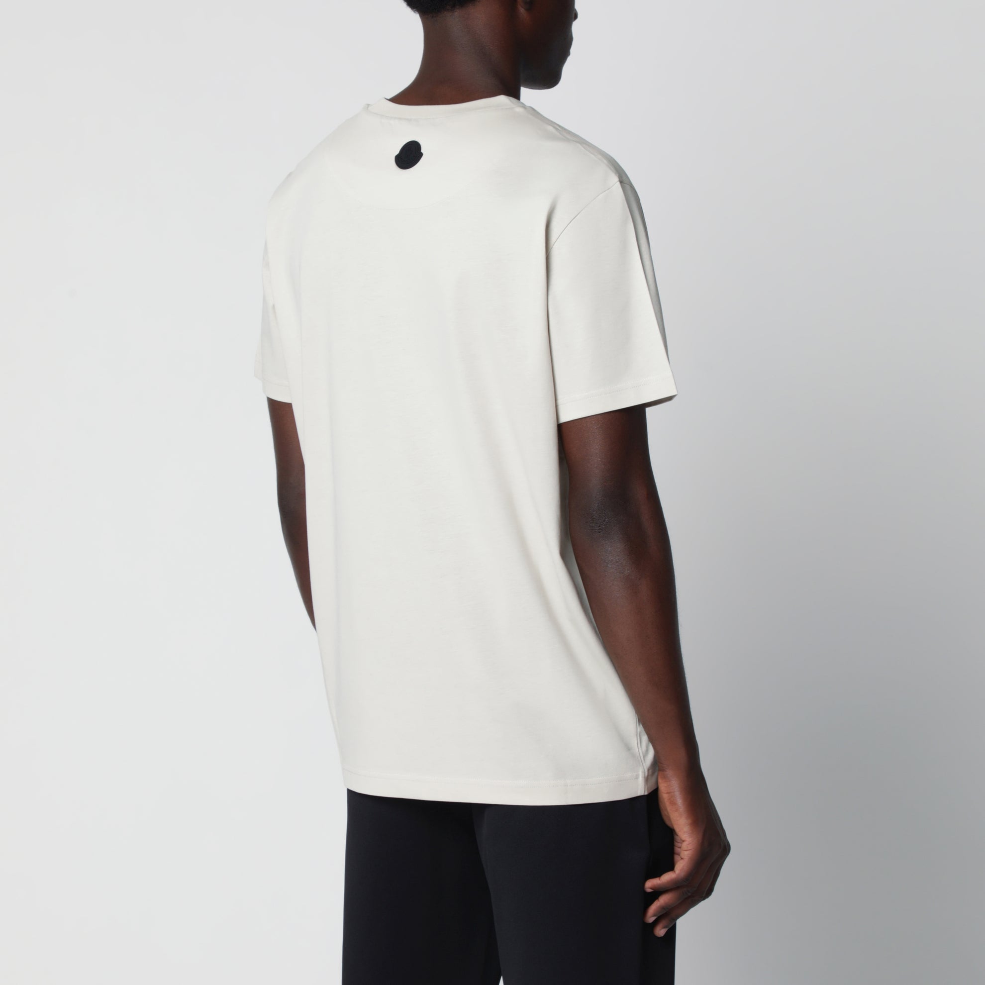 T-shirt beige en coton avec logo brodé