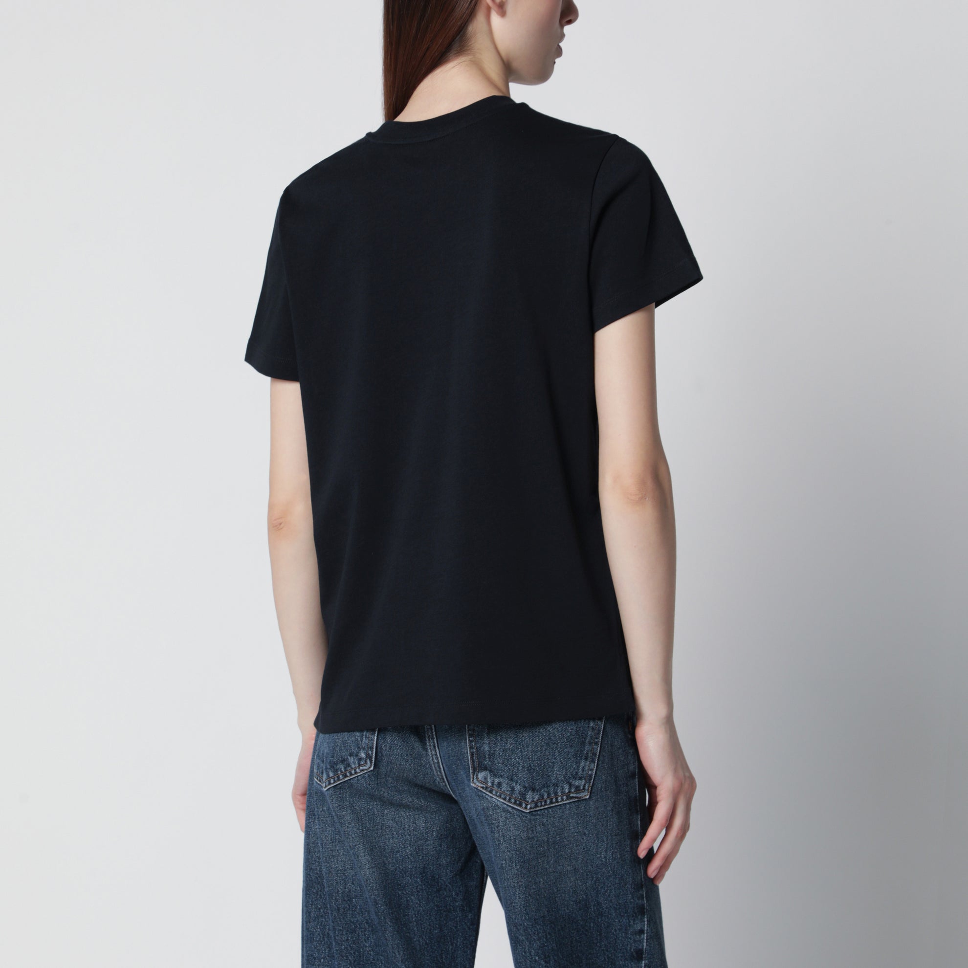 Marineblaues T-Shirt mit Logo-Stickerei