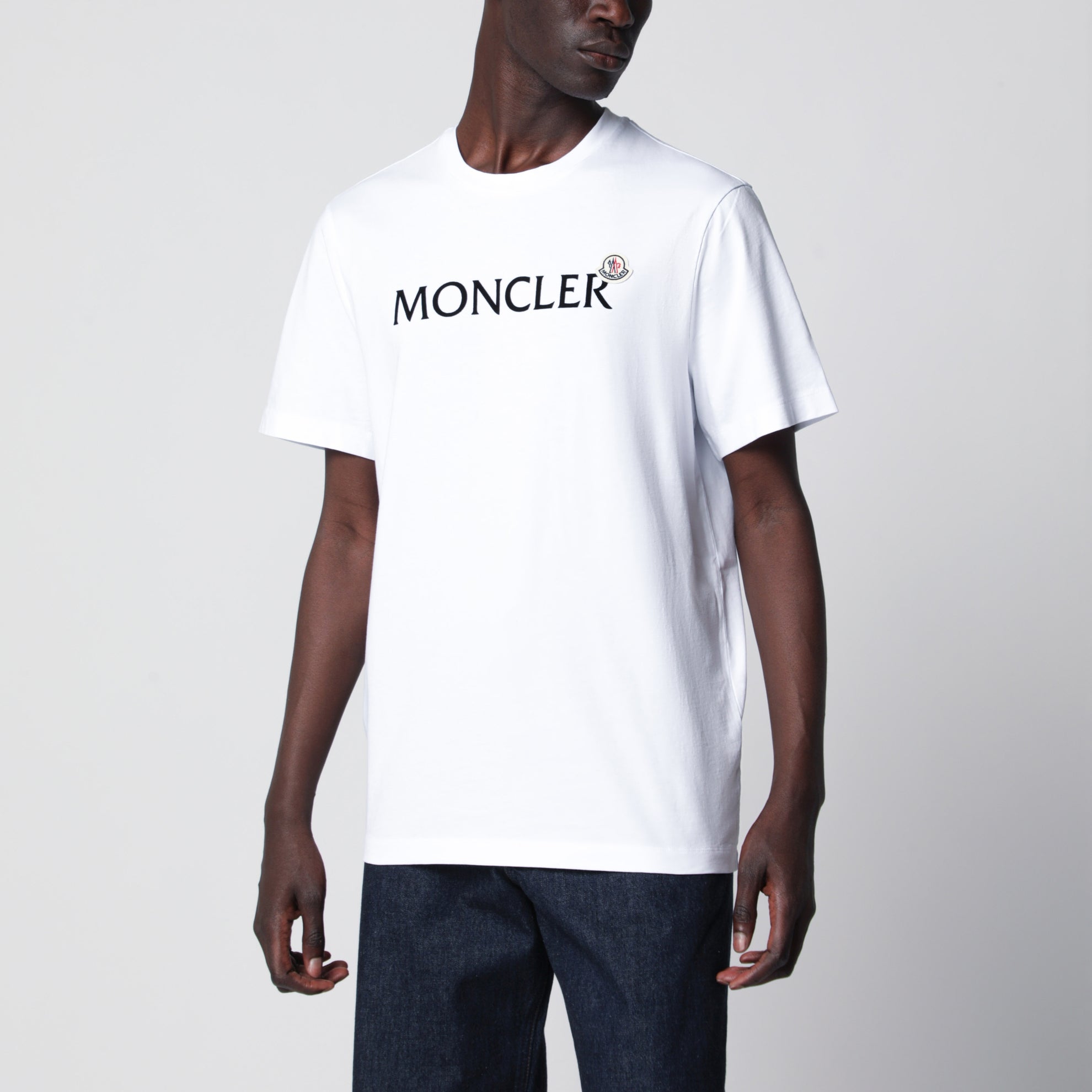 T-shirt blanc en jersey de coton avec imprimé logo