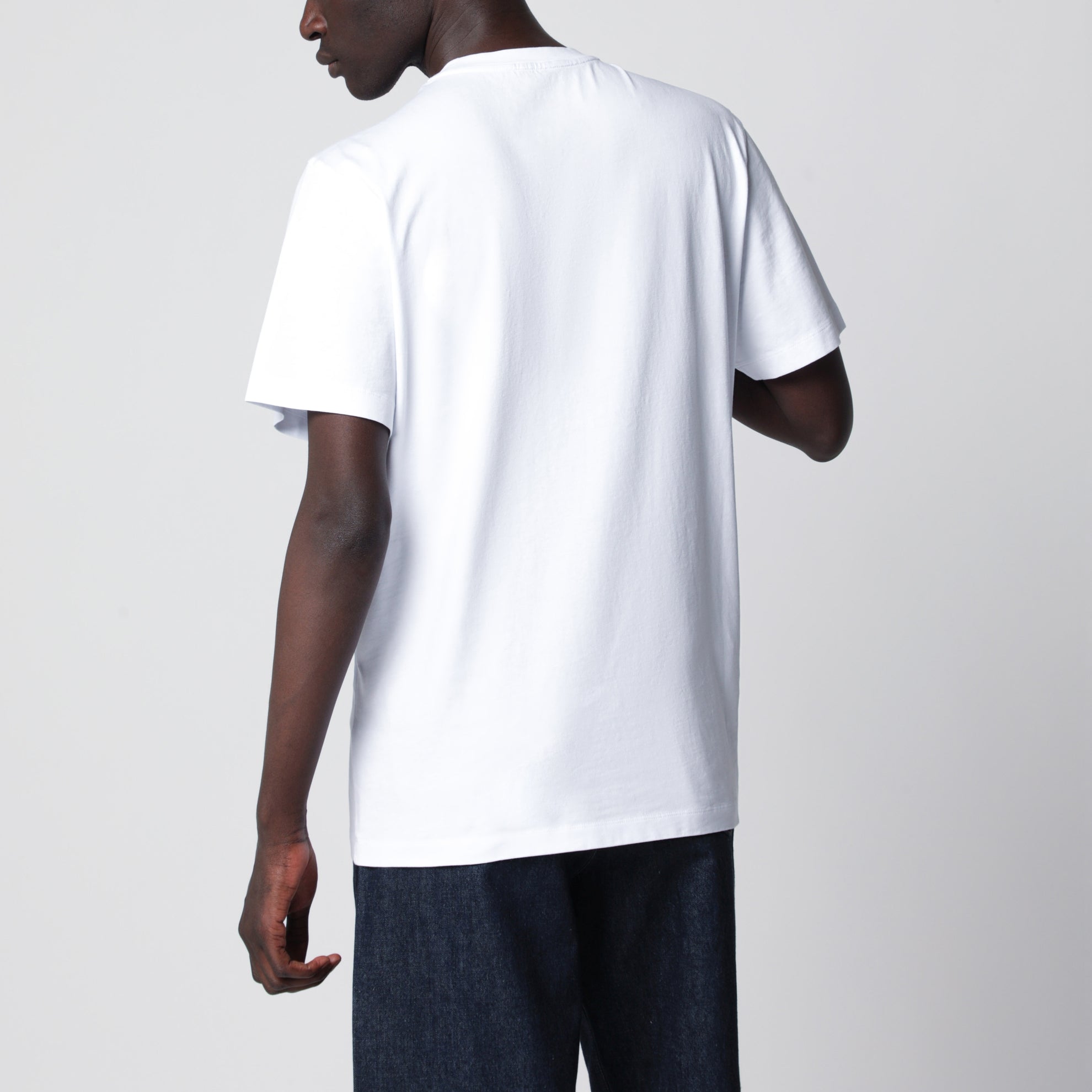 T-shirt blanc en jersey de coton avec imprimé logo
