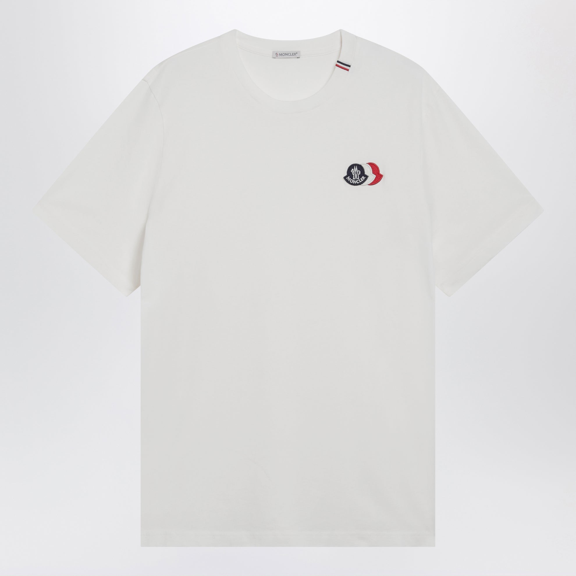 T-shirt en coton blanc avec logo tricolore brodé
