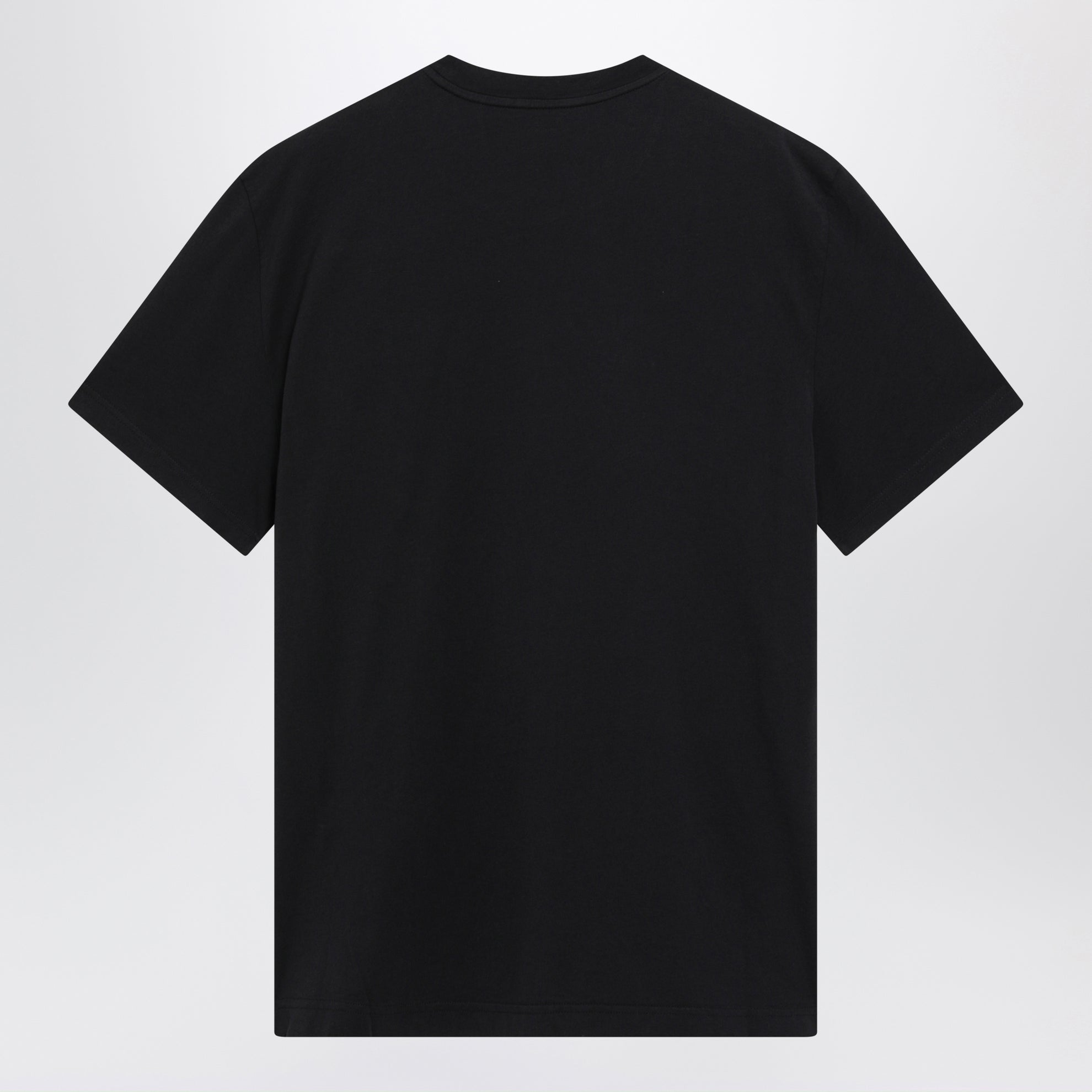 Navy blue cotton T-shirt with embroidered tricolor logo