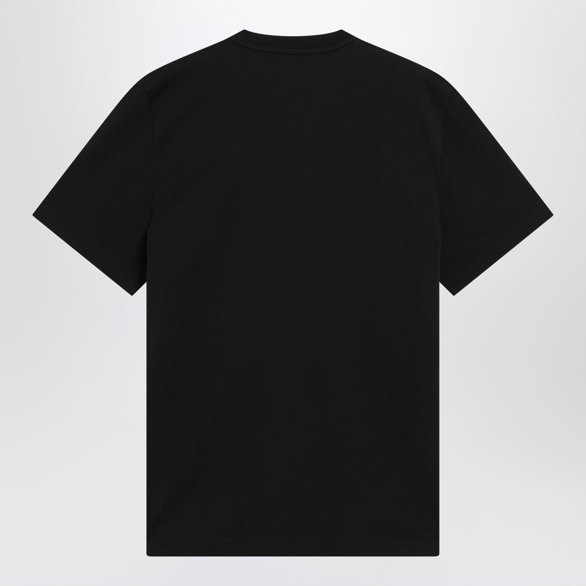 Black cotton T-shirt with embroidered tricolor logo
