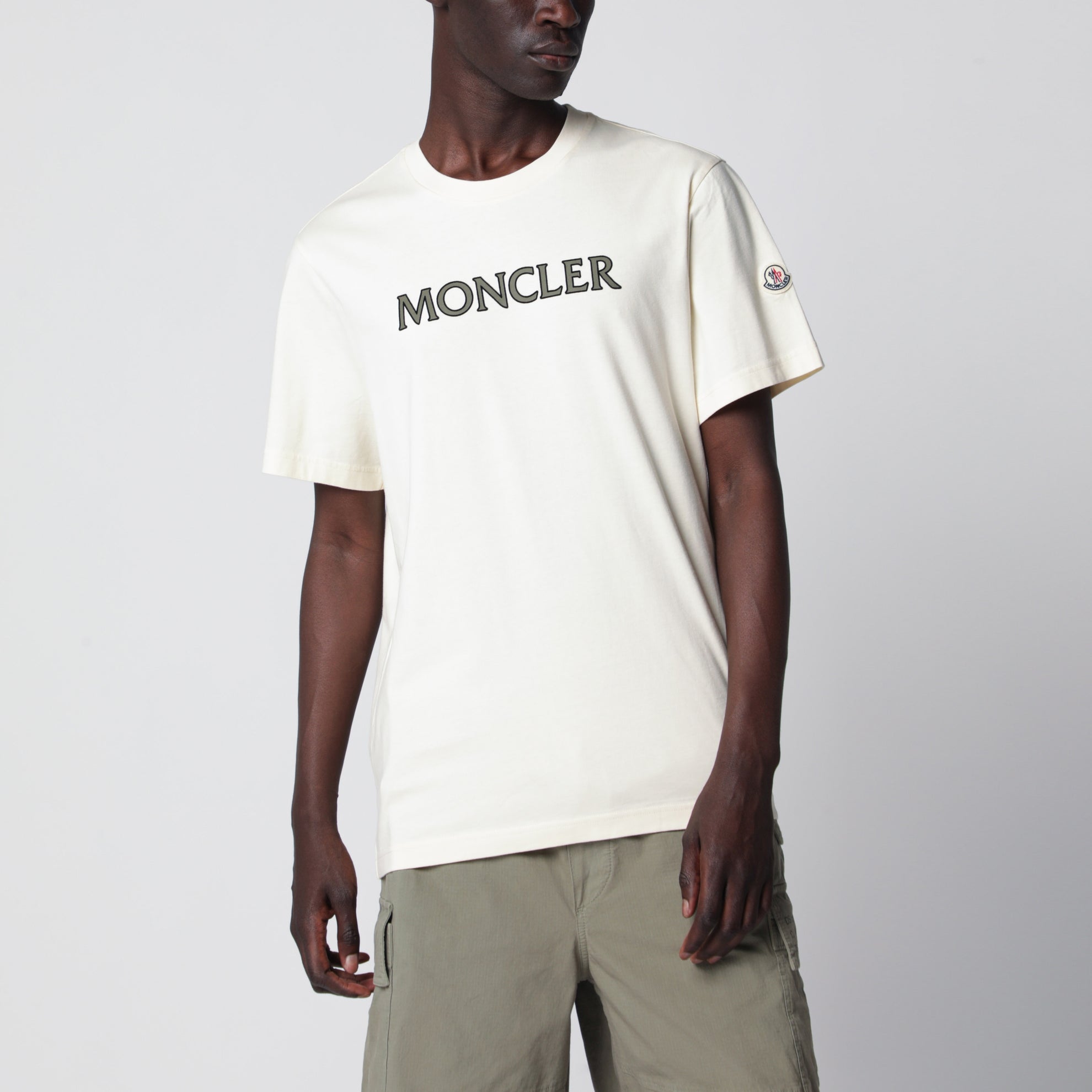 T-shirt avorio con stampa logo