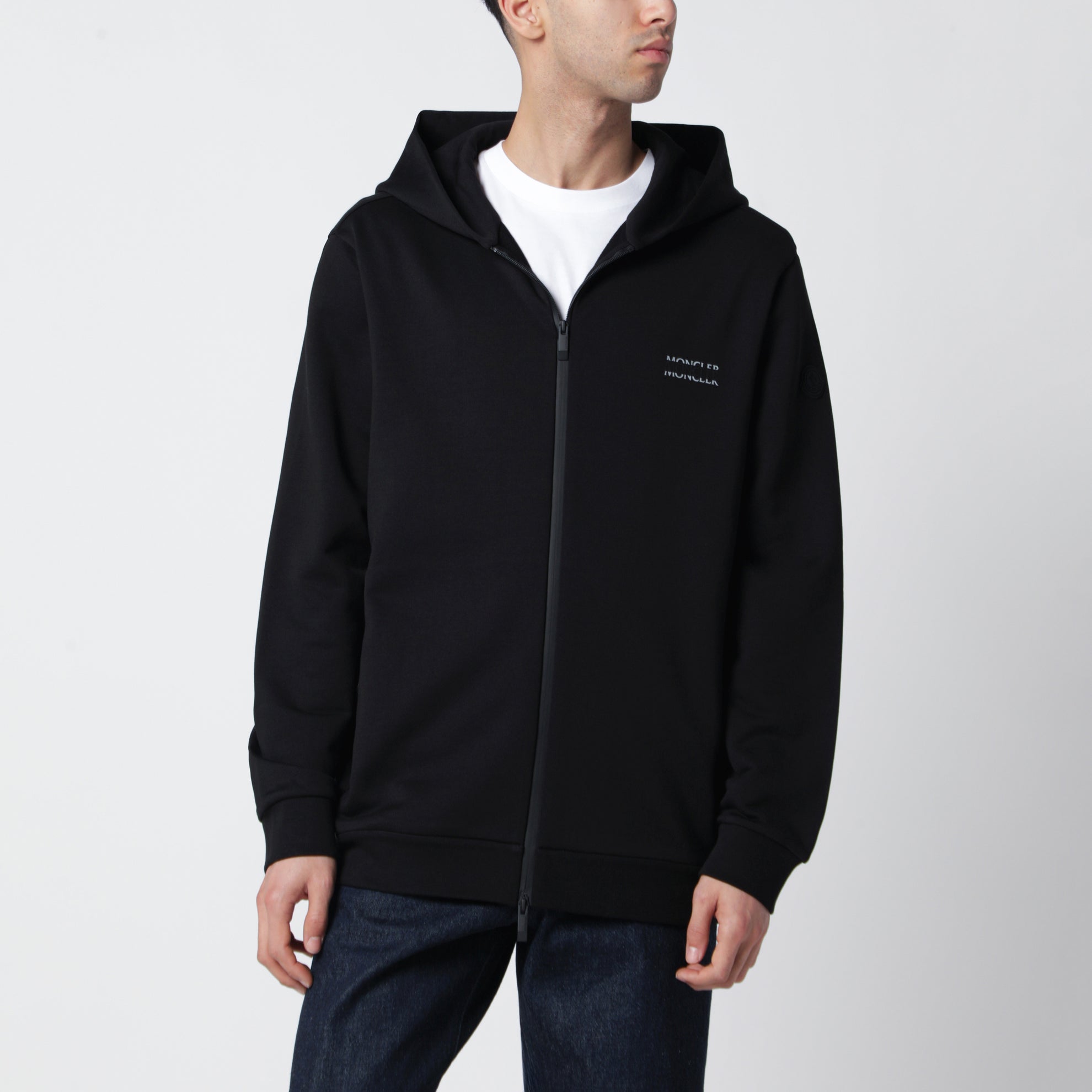 Hoodie aus Baumwoll-Jersey mit Logo und Reißverschluss