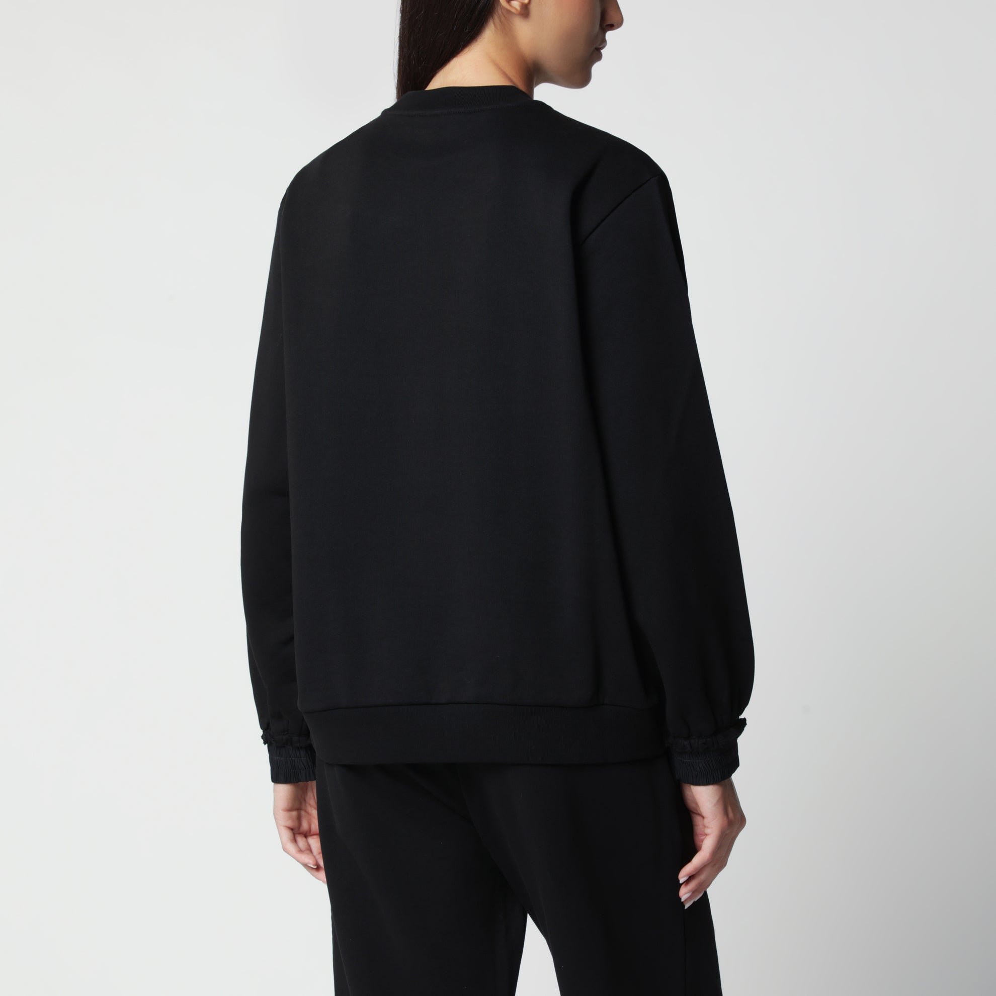 Felpa nera in cotone con logo