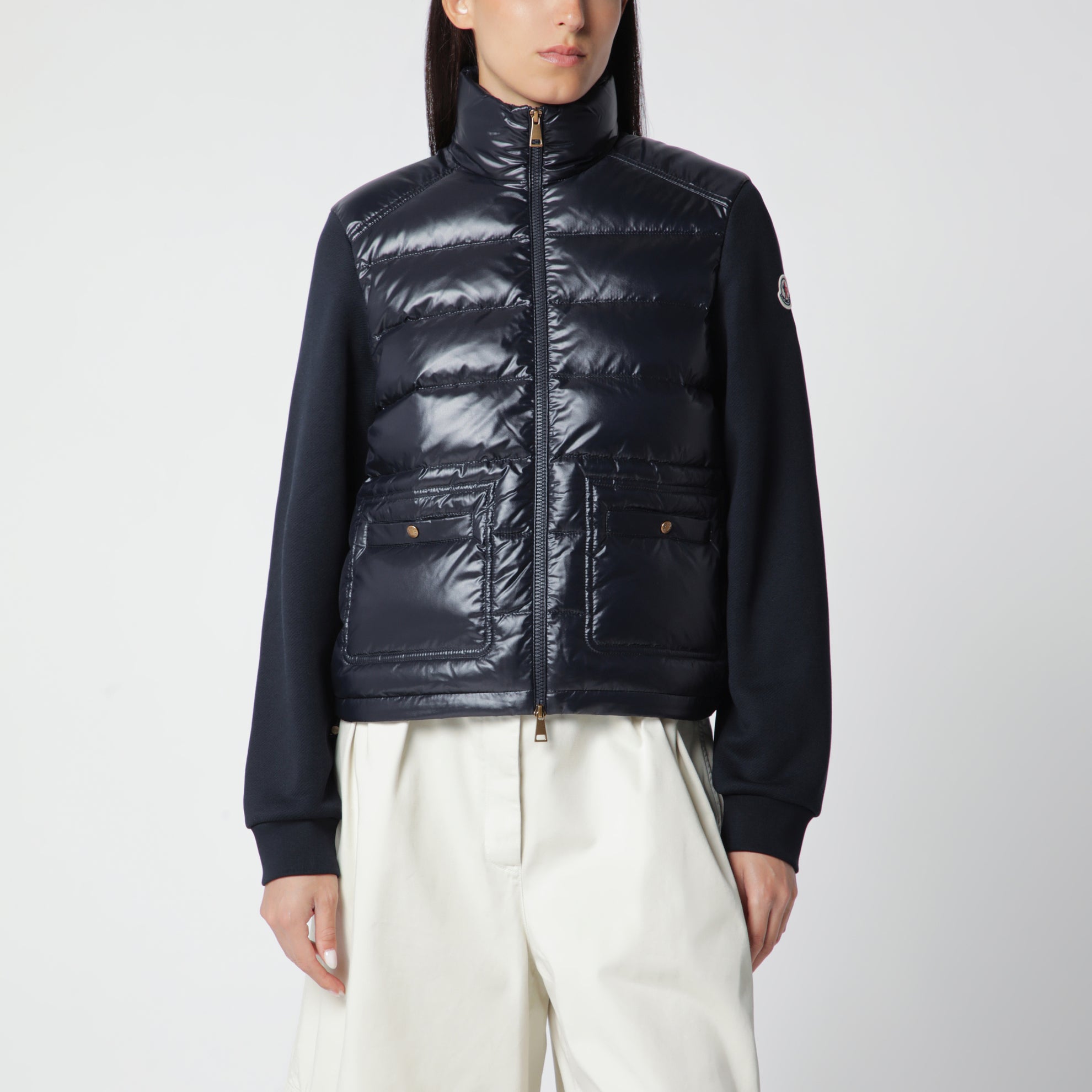 Navy Padded Zip-Up Sweatshirt