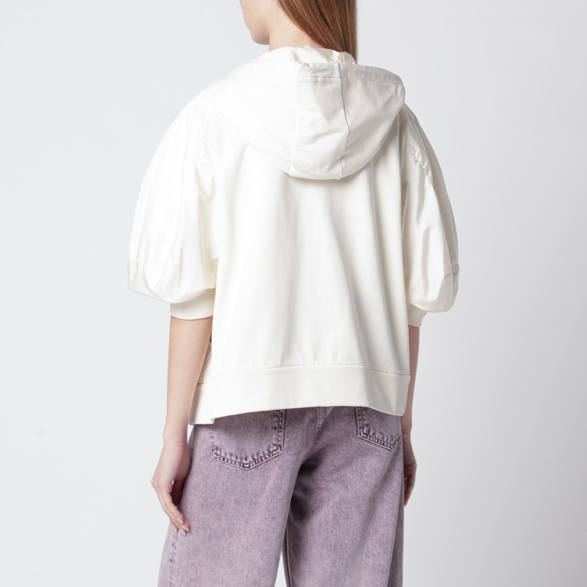 White short-sleeve jersey sweatshirt