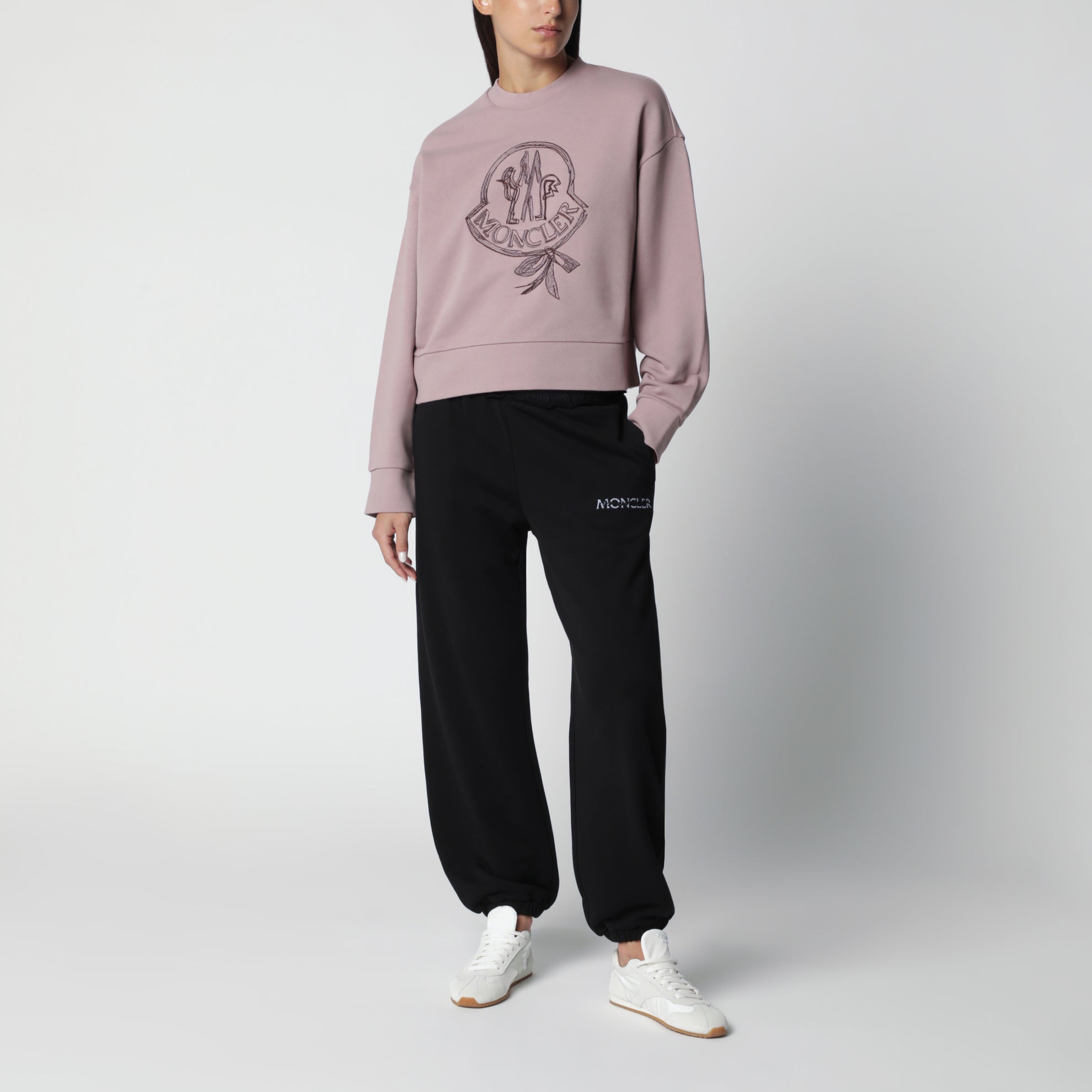 Rosa Baumwoll-Sweatshirt mit gesticktem Logo