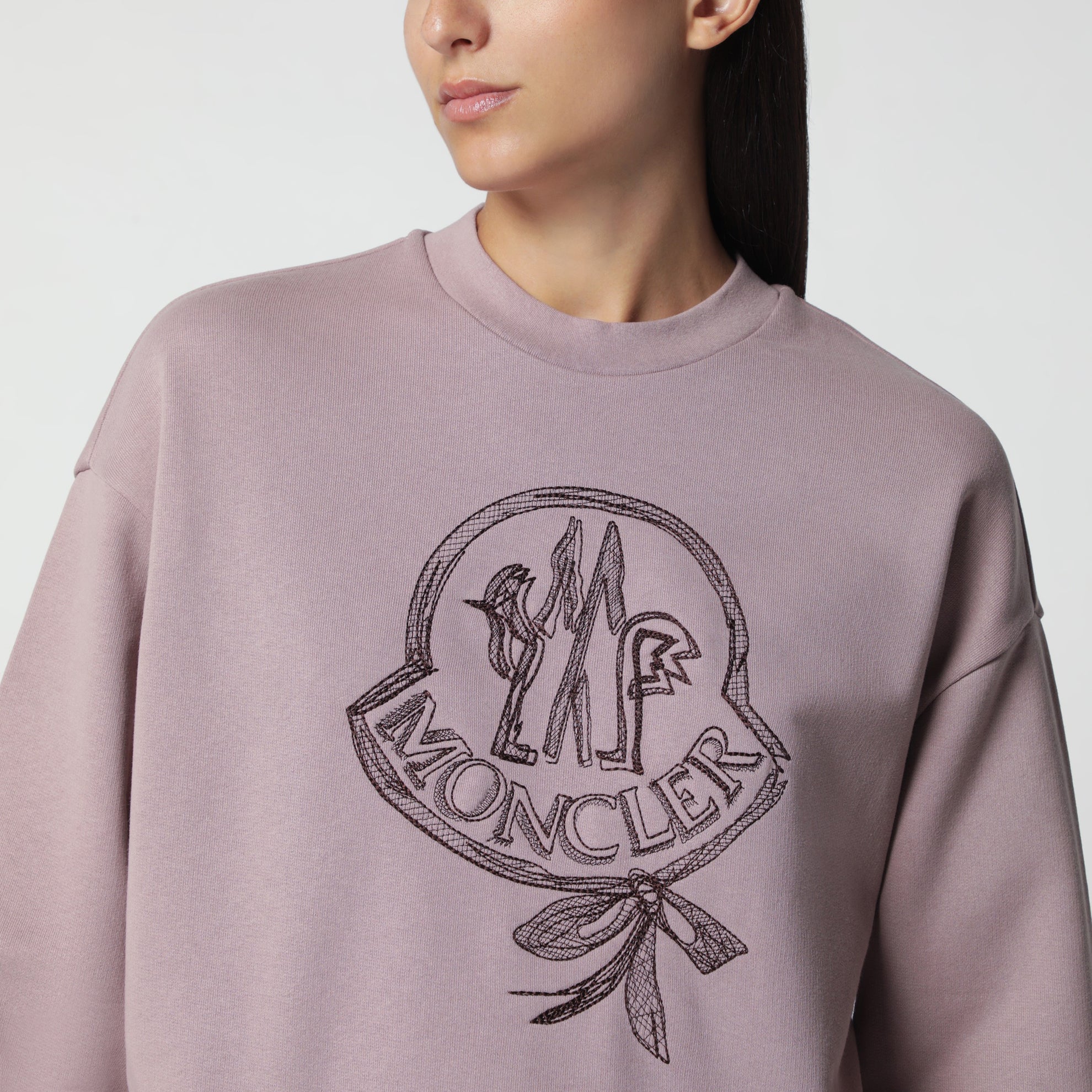 Rosa Baumwoll-Sweatshirt mit gesticktem Logo