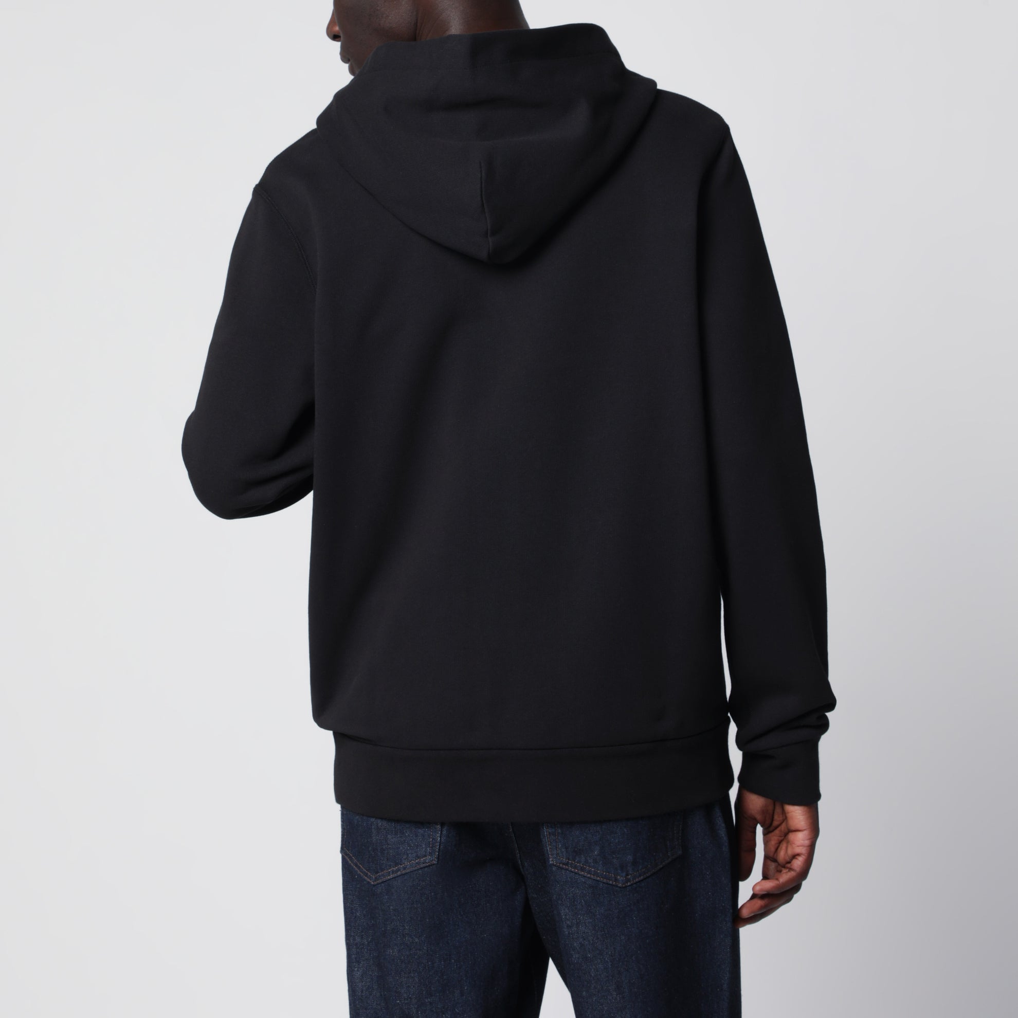 Black cotton hoodie with logo