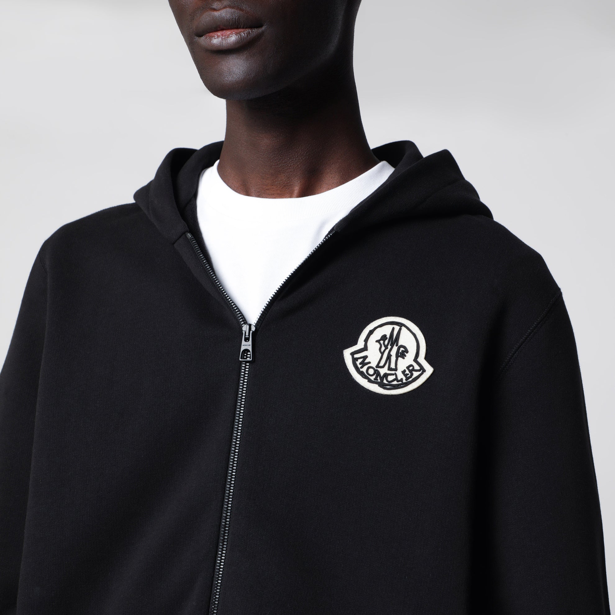 Black cotton hoodie with logo