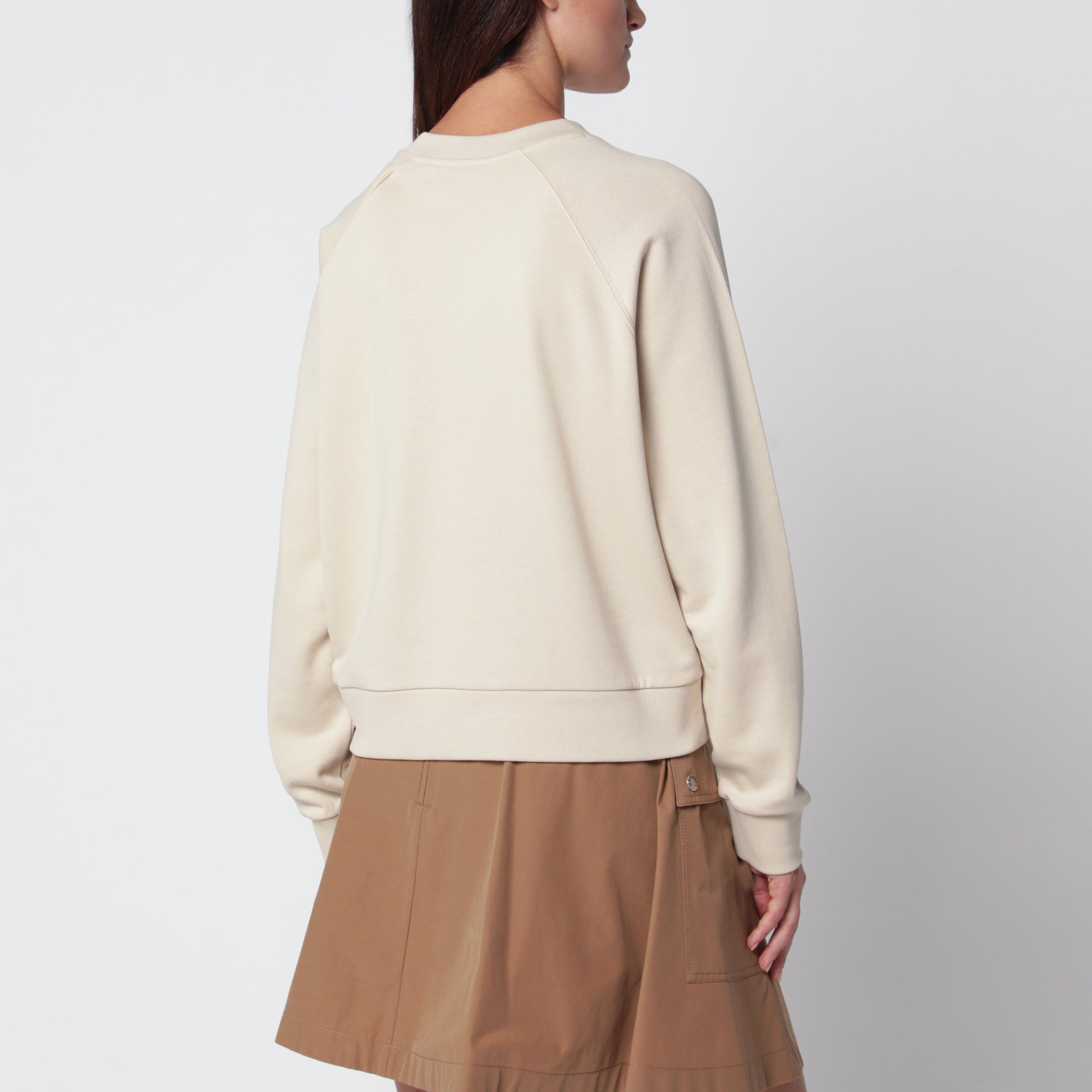 Felpa beige chiara con ricamo logo