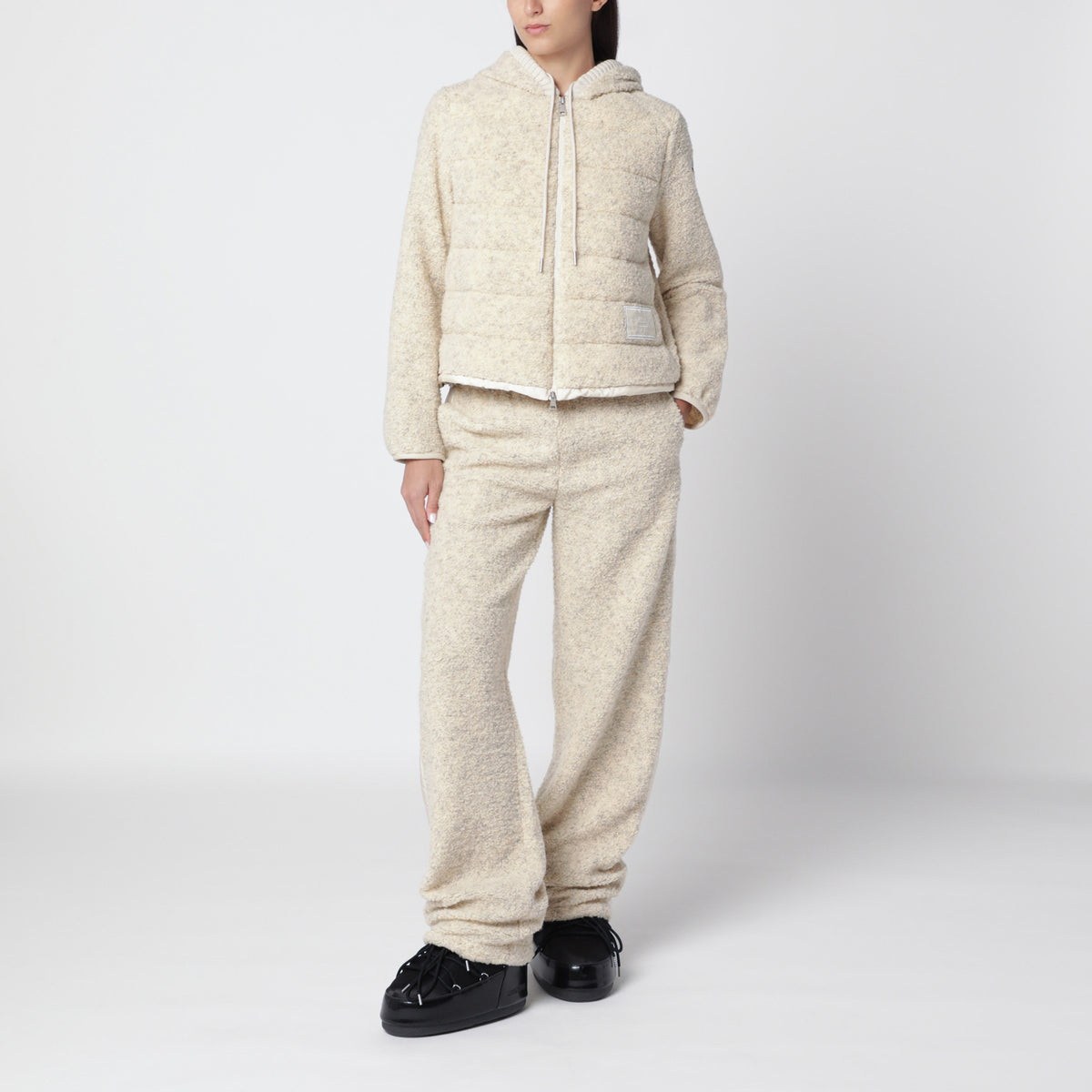 Felpa con zip Teddy avorio