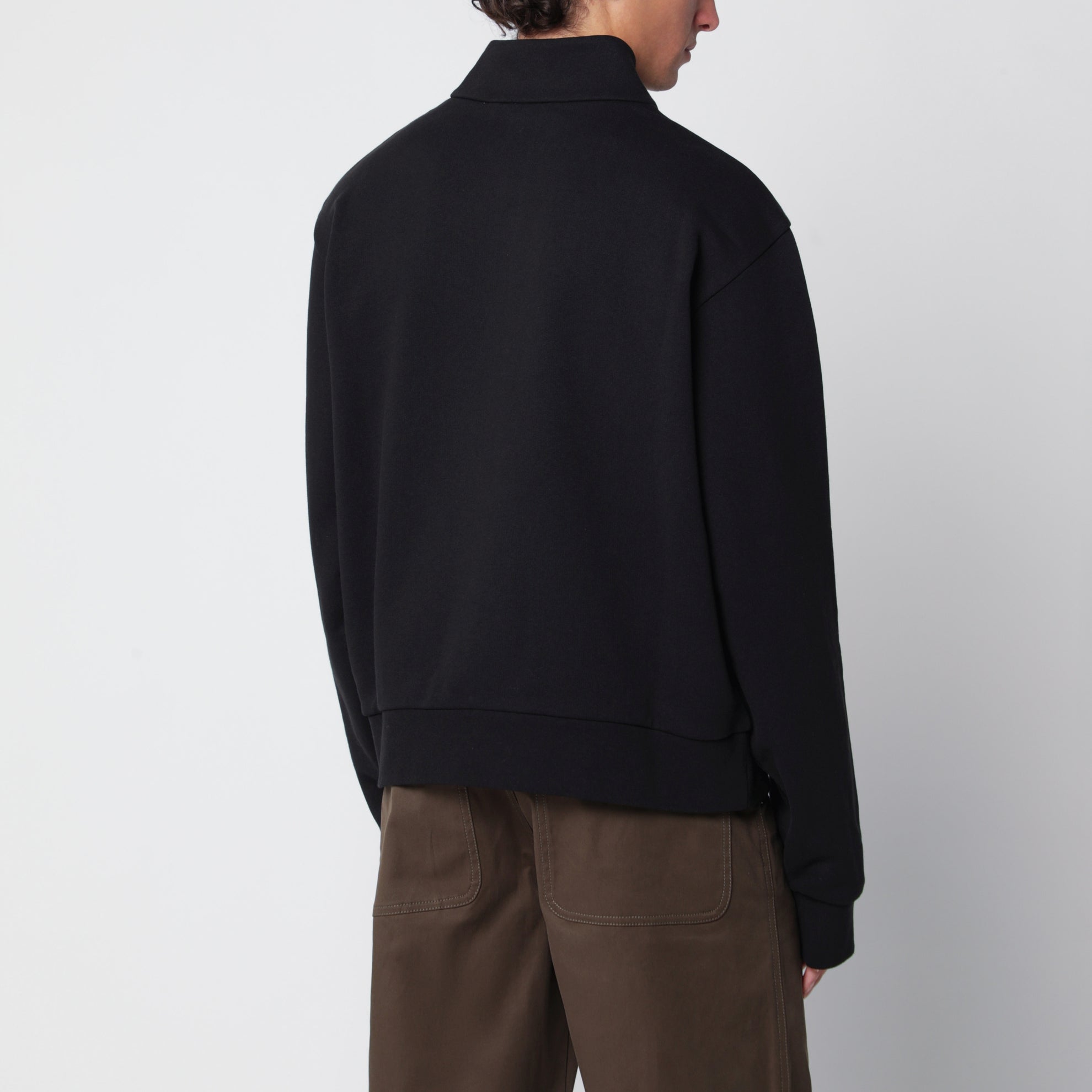 Felpa con mezza zip nera